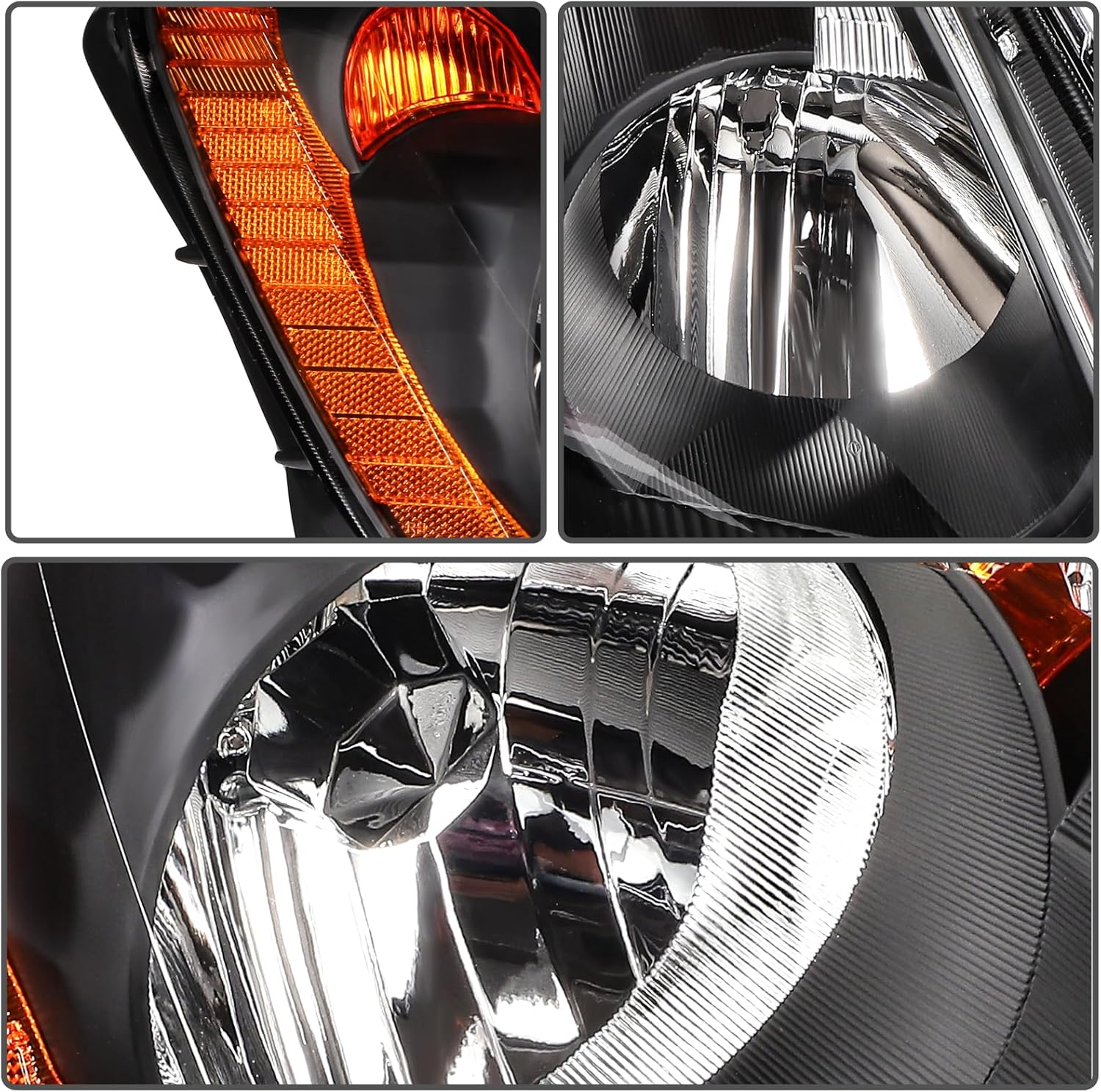 Headlight Assembly Compatible with 2005-2006 Honda for CRV 4-Door Sport Utility Black Housing Onyx Black Driver and Passenger Side Headlamp 33151S9AA11 33101S9AA11 HO2518107