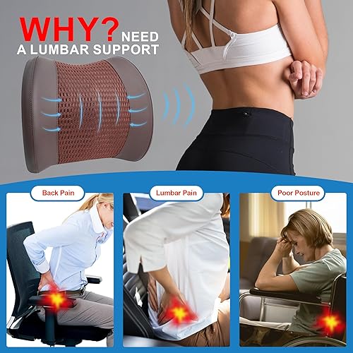 Miniatura 35 de Almohada de apoyo lumbar para automóvil, almohada lumbar de espuma viscoelástica para aliviar el dolor de espalda baja - Cojín de espalda para Negro