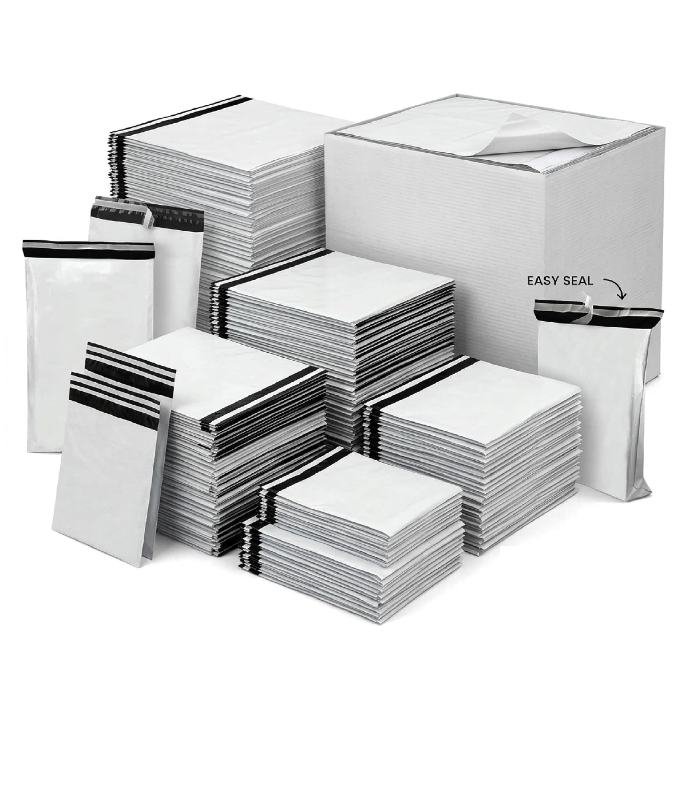 Dodici® 100 Buste per Spedizioni Vinted e Amazon - Opache Bianche - Sacchetti Plastica Antistrappo e Impermeabili - Chiusura Autoadesiva per Abbigliamento, Libri e Scarpe (50x70)