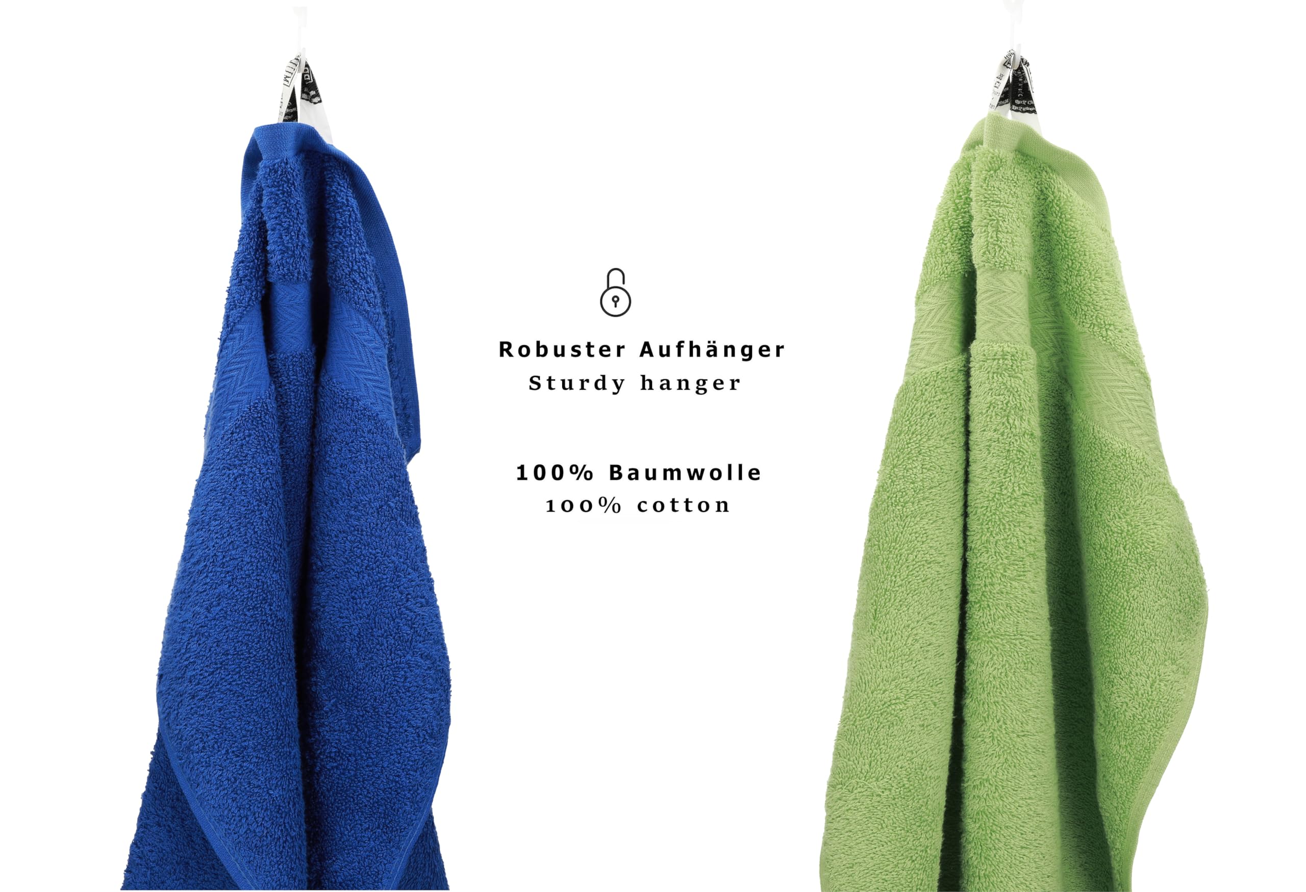 Betz Juego de 10 Toallas Classic 100% algodón 2 Toallas de baño 4 Toallas de Lavabo 2 Toallas de tocador 2 Toallas faciales Azul y Verde Manzana