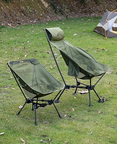 Miniatura 7 de iClimb Silla de playa plegable ultraligera y compacta con patas grandes antihundimiento y correas de apoyo para la espalda (verde - marco triangular)