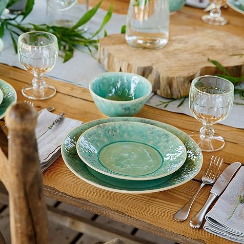 Miniatura 9 de Costa Nova Plato de cerámica de cerámica de 11 pulgadas, colección Madeira, gris, apto para microondas y lavavajillas, acristalamiento seguro para