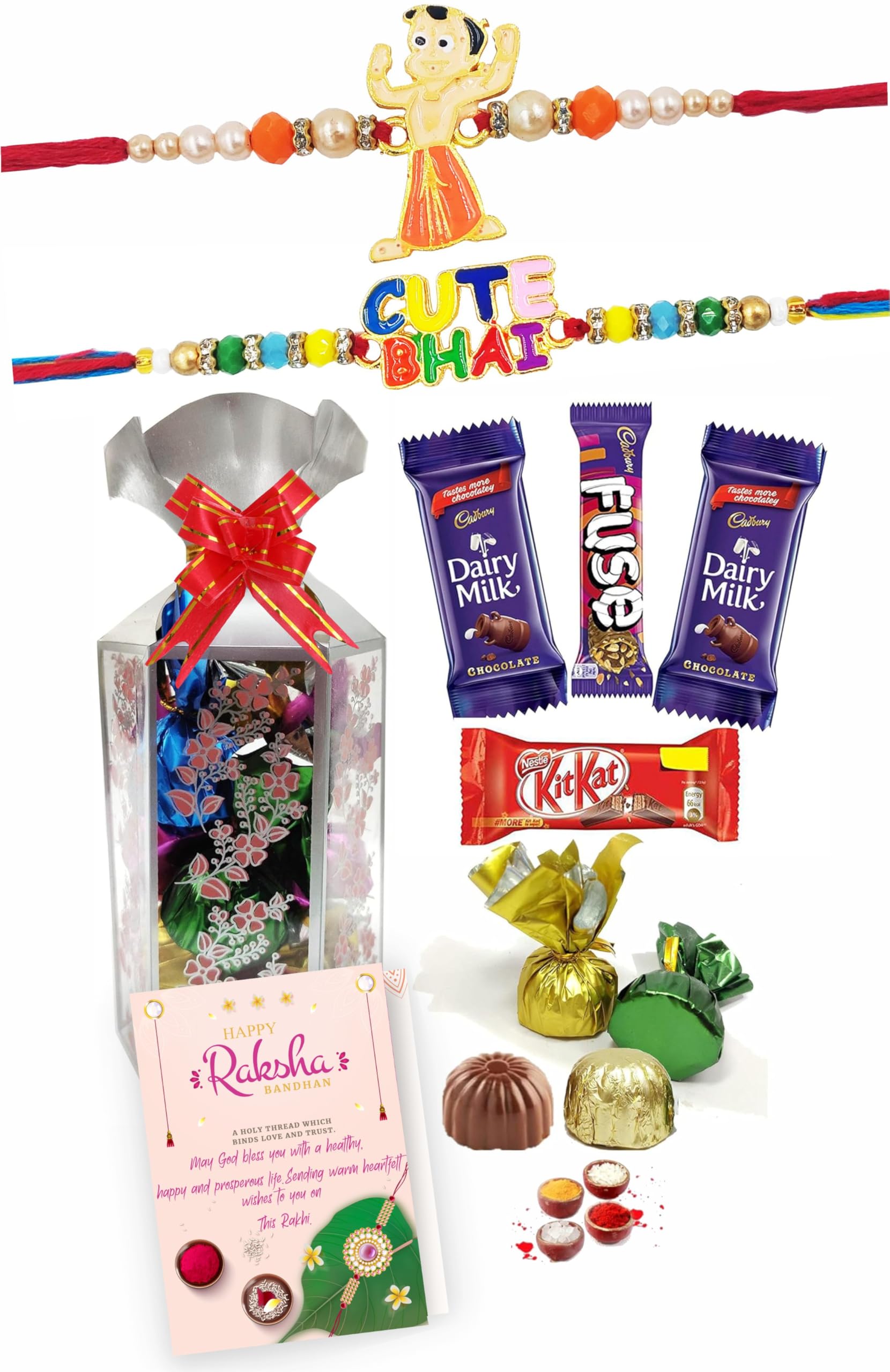 Rakhi Gift Hamper for Kids Brother, Little/Small/Younger Brother, Baby Boy, Baby Girl,Teenager, Dairy Milk,Kitkat,Fuse,Handmade Chocolate,Cute Bhai,Chota Bheem Cartoon Rakhi Pack-picture-14