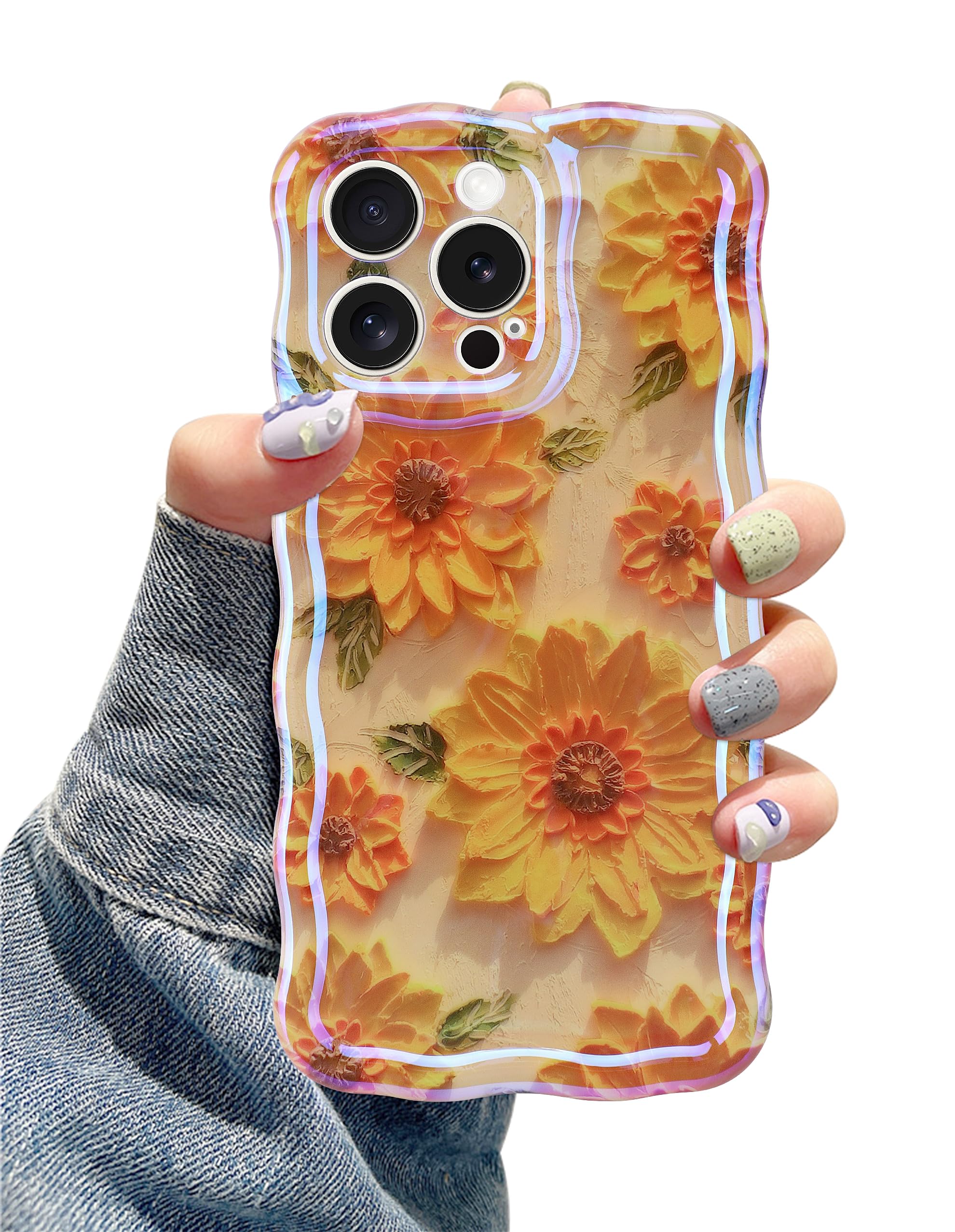 Coque iPhone 11 Pro Max fleur antidérapante vagues contre les chutes - 8