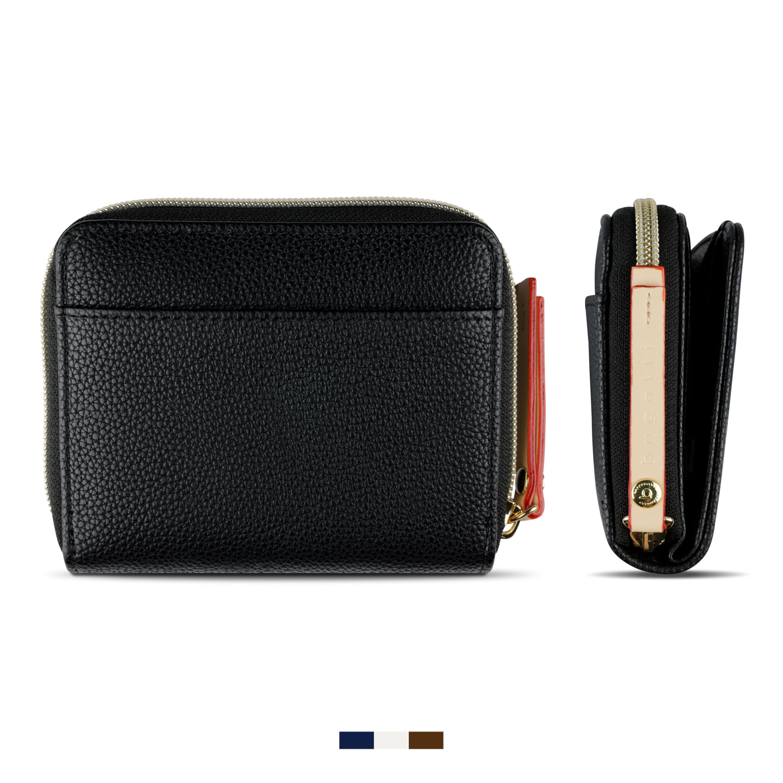 bugatti Ella portafoglio piccolo da donna, portamonete in pelle sintetica, portafoglio da donna, beige
