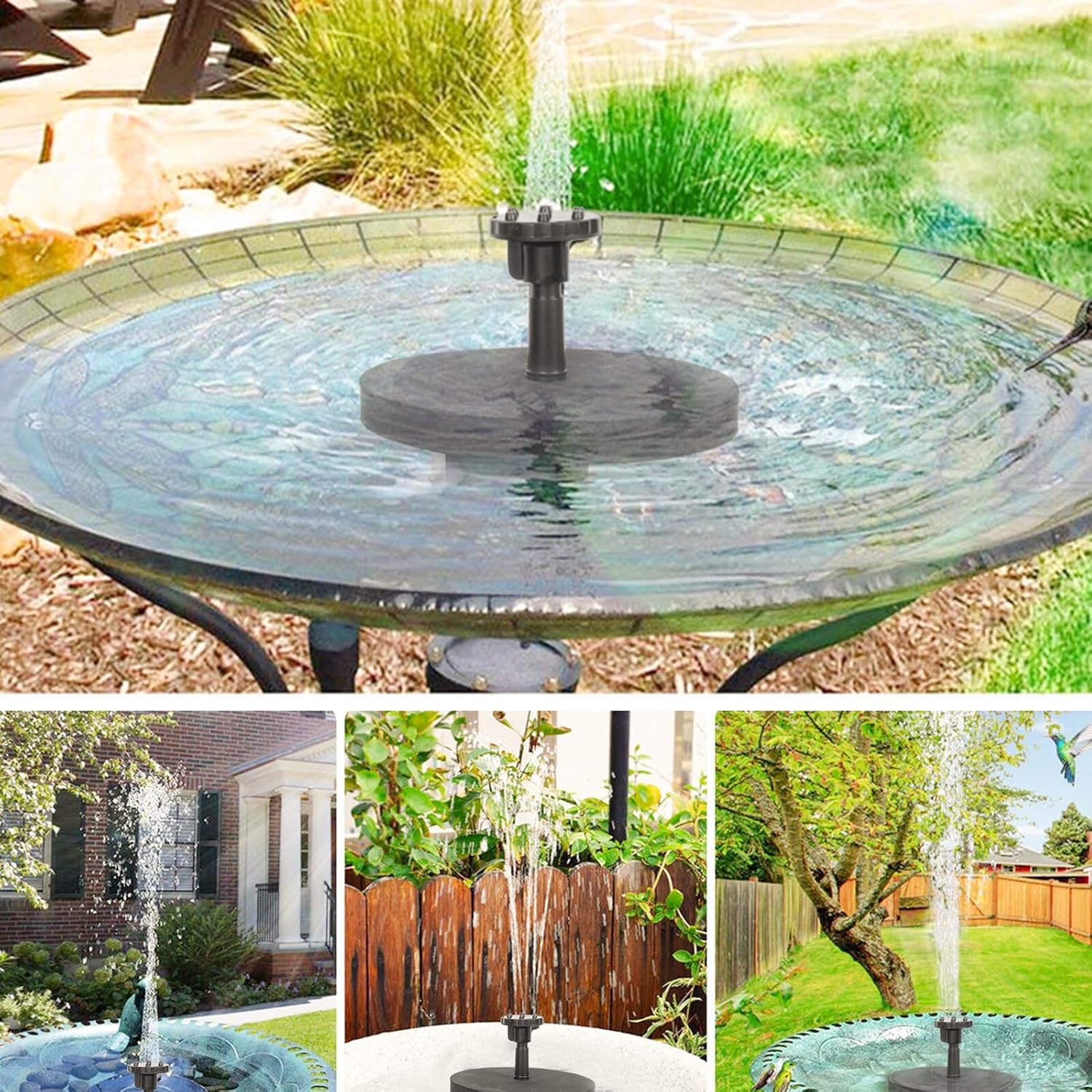 Solar Water Fountain Pump for Garden and Pond, Outdoor Solar Floating Fountain Set with Plastic High-efficiency Pump for Yard Water Feature and Bird Bath