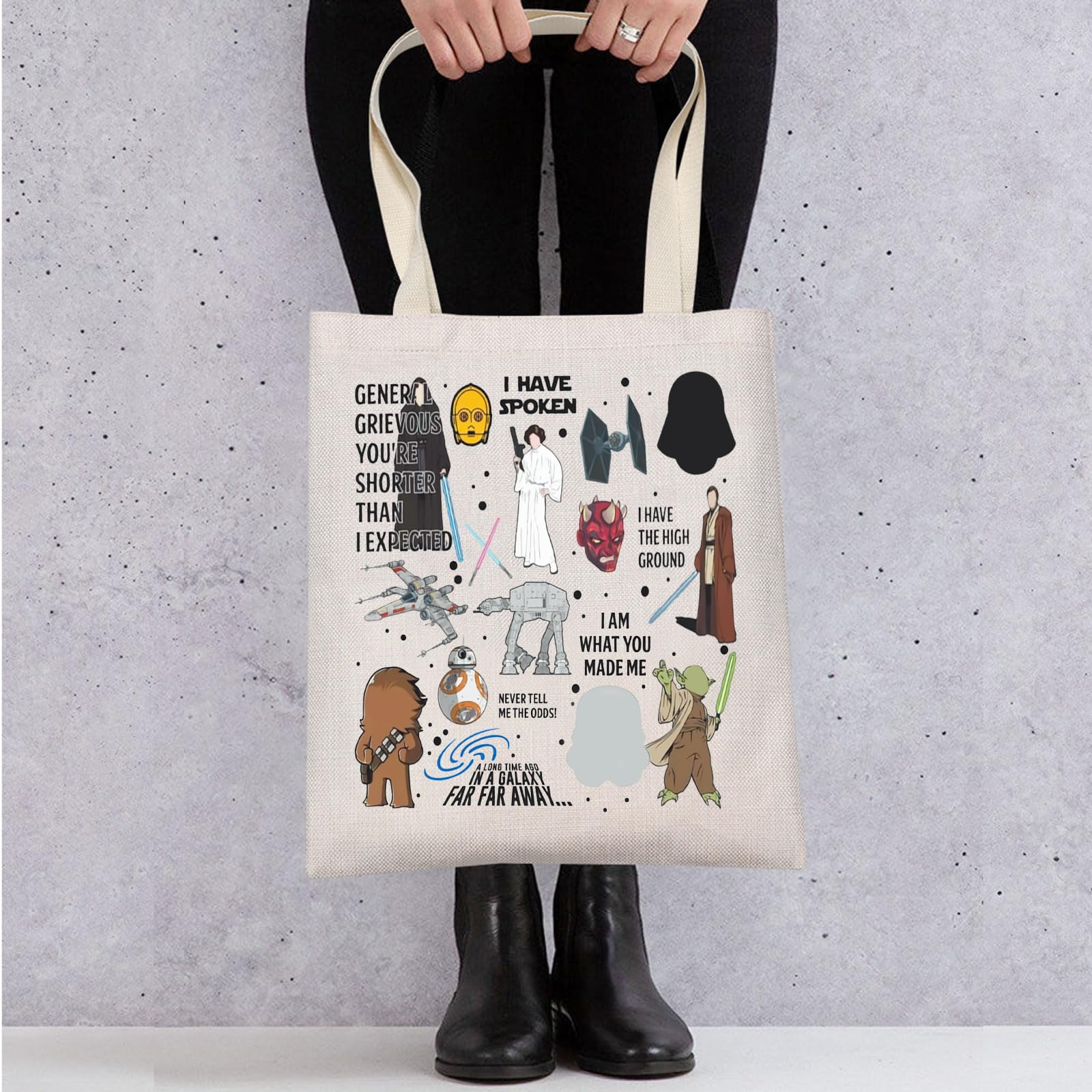 WZMPA Star Movie Tote Bag Helmets Inspired Gift Clone Wars Reusable Grocery Bag Cartoon Movie Lover Merchandise