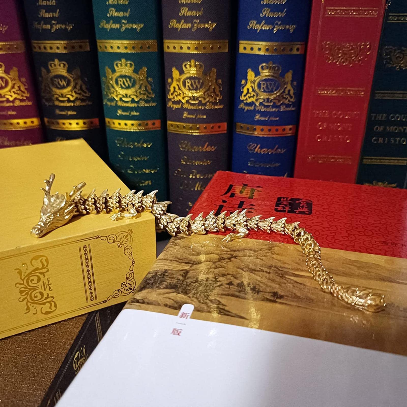 Escultura de dragón de latón con Decoraciones del Zodiaco en 3D Doradas, Regalos de Buena Suerte. ，Estatua del Zodiaco Chino