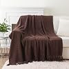 Battilo Dark Brown Throw Blanket for Couch, Knit Woven Bed Blanket with Tassels, Super Soft Warm Decorative Brown Throw for Bed Sofa Chair and Living Room, 125cmx150cm