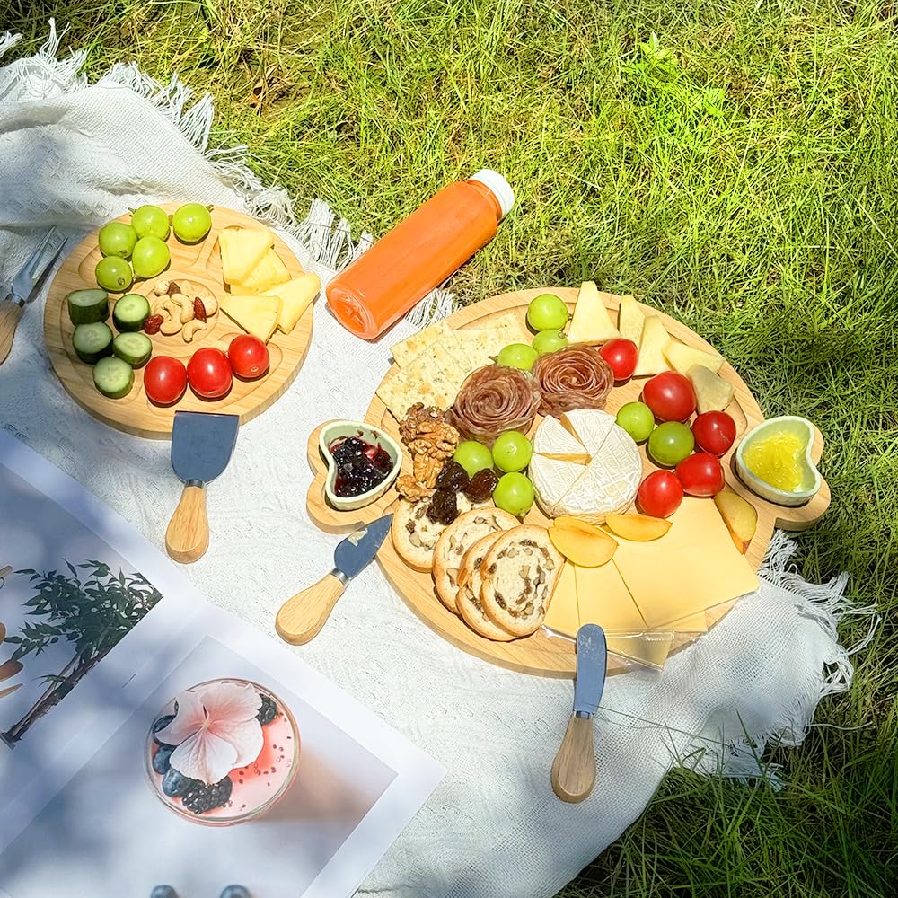 Juego de tablas de charcutería: juego de tablas de charcutería, juego de tablas de queso de bambú, regalos únicos para el día de la madre para mamá, regalos de inauguración de la casa,