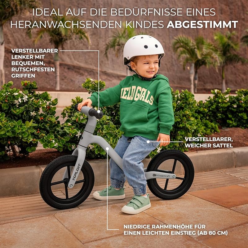 Kinderkraft XPLOIT pedál nélküli gyerekbicikli 2 éves kortól, egyensúlyozó bicikli nagy PU kerekekkel