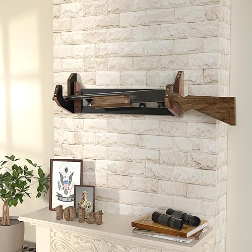 Miniatura 6 de Estante para armas montado en la pared, ganchos horizontales de un solo rifle, soporte de exhibición de arco de armas de fuego para escopeta,