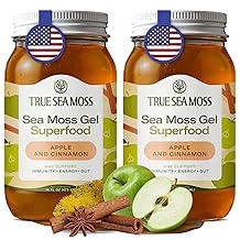 TrueSeaMoss Sea Moss Gel   Made in USA   Wildcrafted Seamoss, Fruits & Jarred Vegetables   Apple/Cinnamon, Pack of 2 Labels may Vary