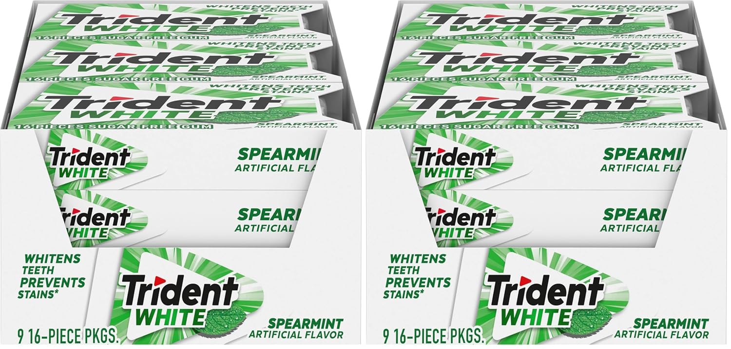 Trident White Spearmint Sugar-Free Chewing Gum (288 Total Pieces),16 Pieces (Pack of 18)
