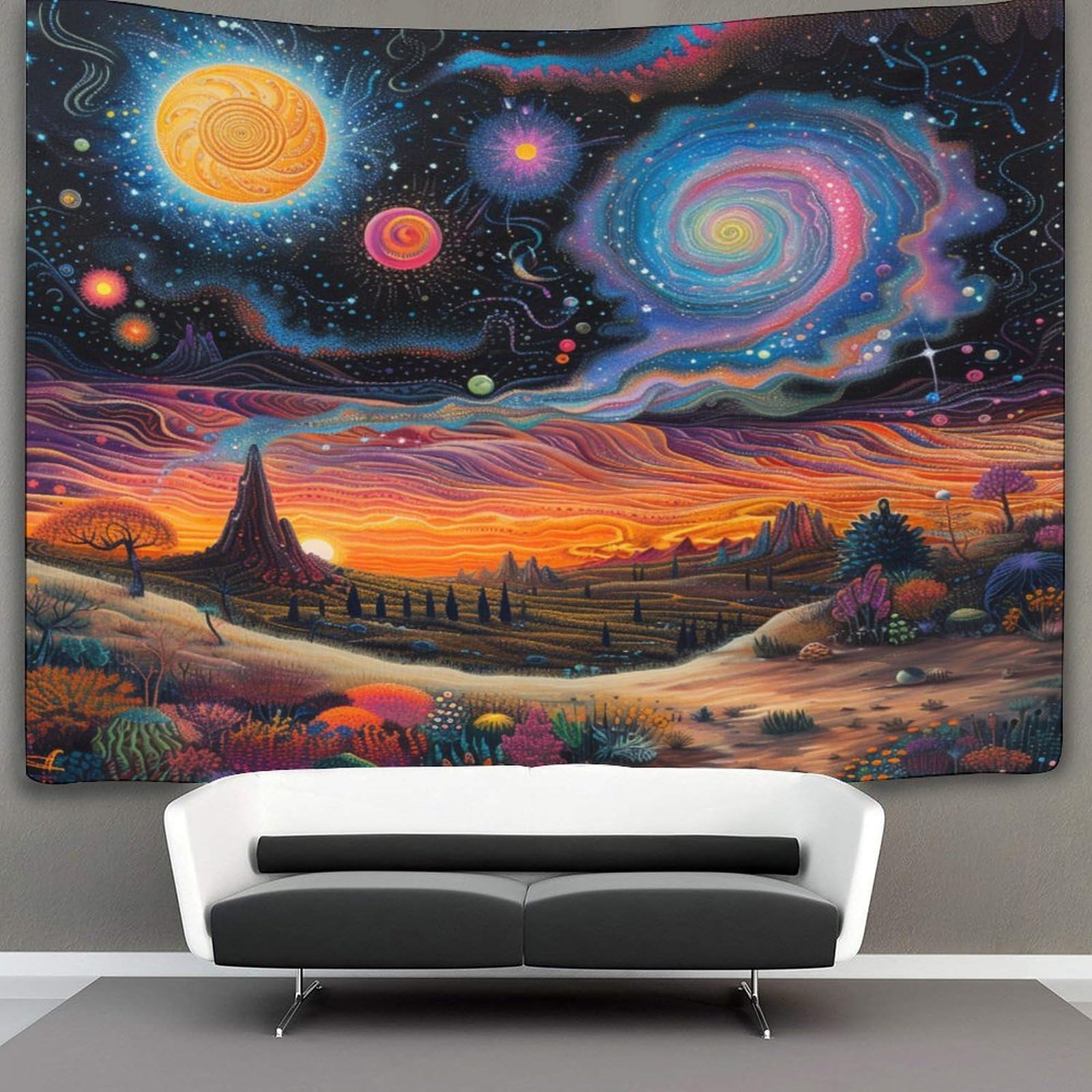 kaiyun Sun Milky Way Tapestry Psychedelic Moon Tapestry Wall Hanging Tapestries for Bedroom Living Room Apartment Dorm Decorations Wall Art Decor 180cmx230cm