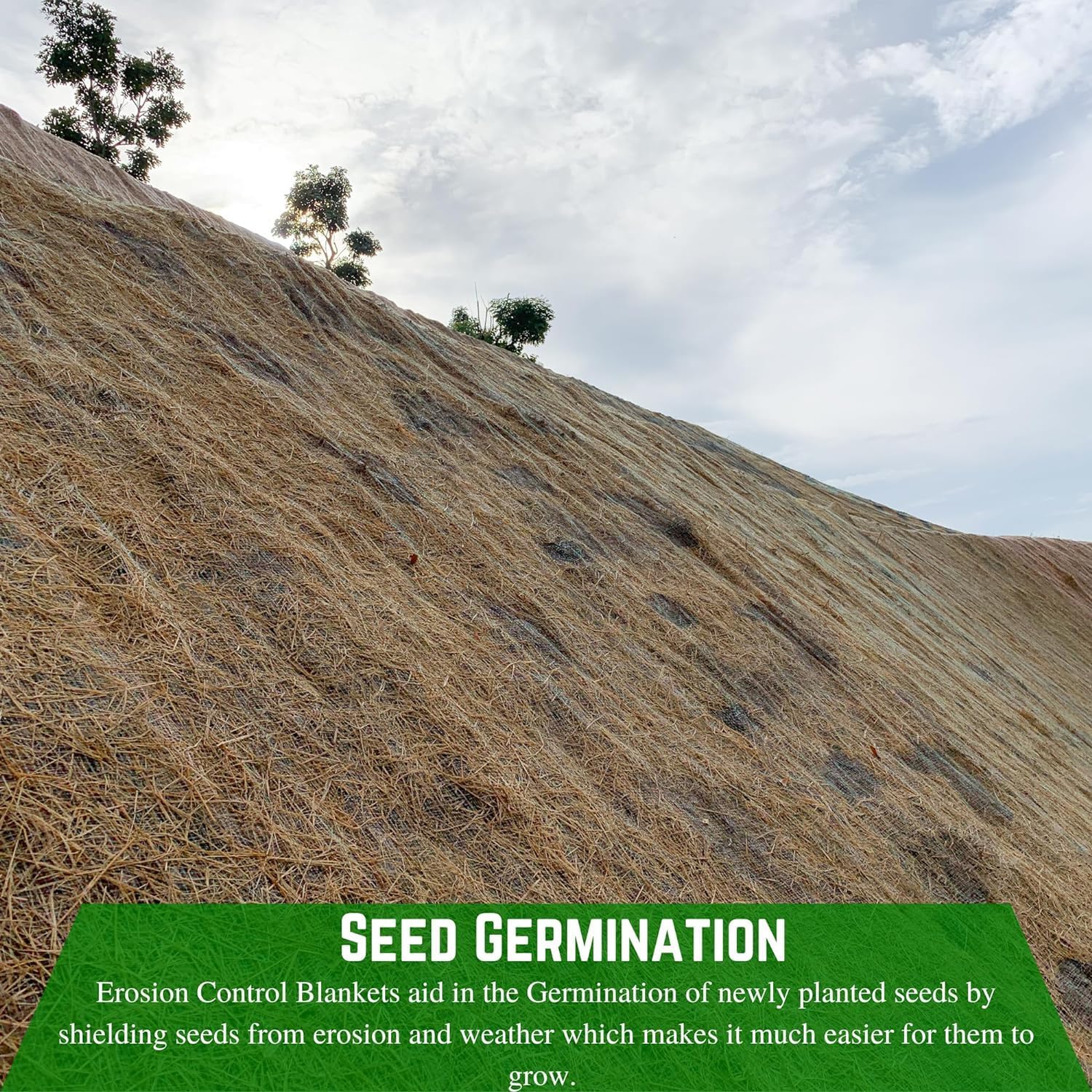 Farm Plastic Supply - Erosion Control Blanket - Straw/Coconut Erosion Control Blanket, Straw Garden and Landscape Cover, Straw Blanket, Erosion Control, Mulch, Slope Stabilizer (2' x 112.5')