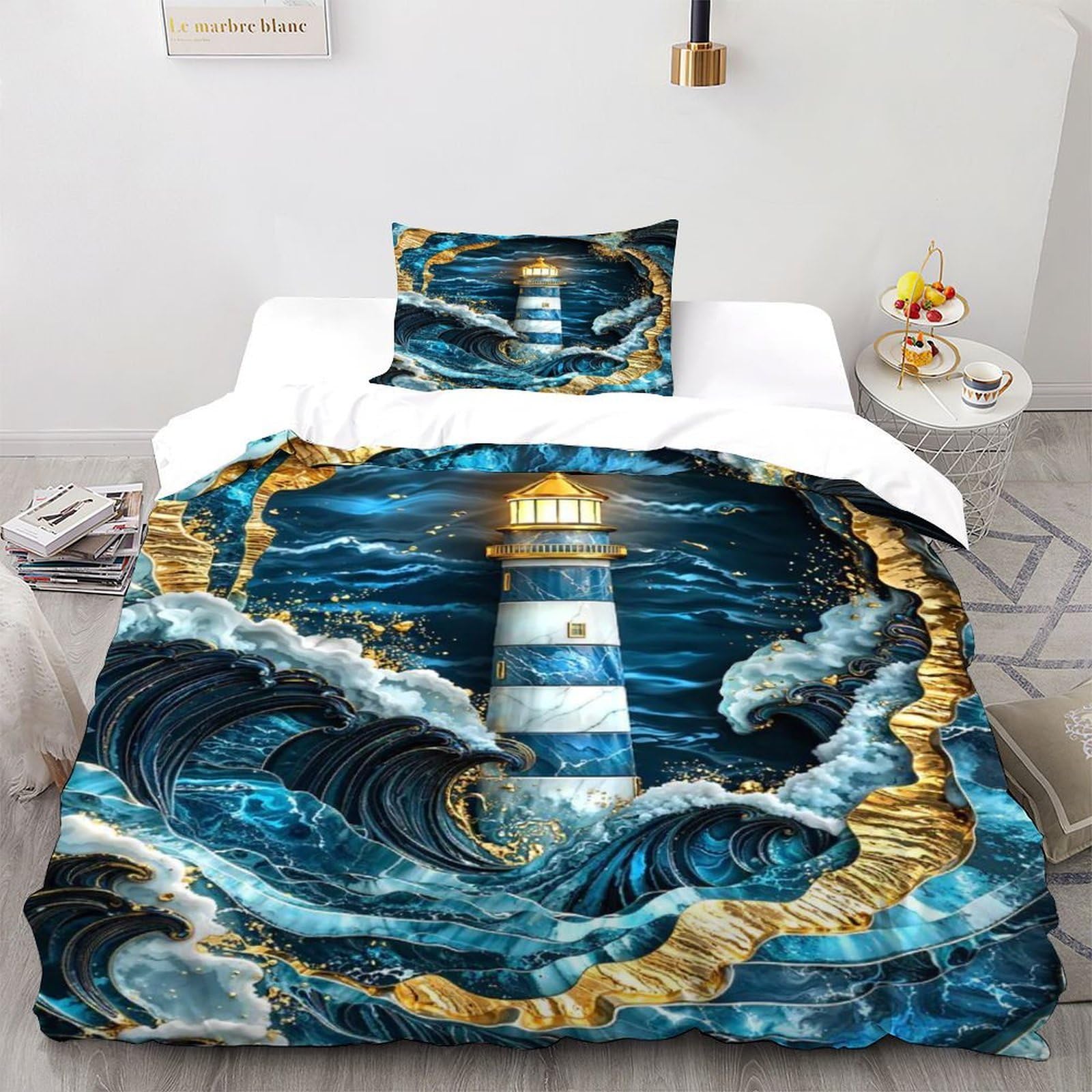 Housse de couette thème marin sauvage pour s'endormir face à l'océan 135x200