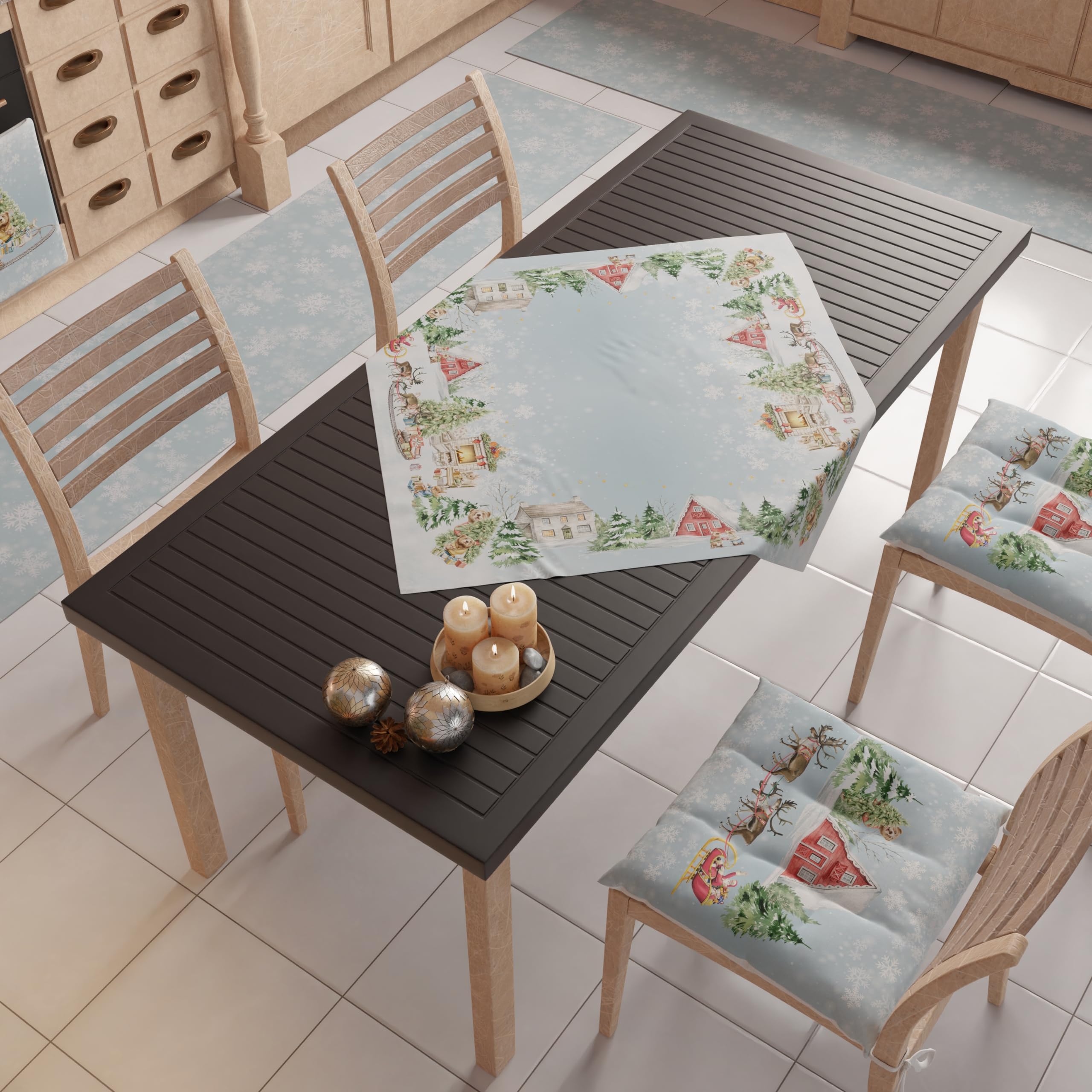 PETTI Artigiani Italiani, Christmas Centerpiece, Christmas Kitchen Table Centerpiece, 90x90 cm Centerpiece Runner - Image 2