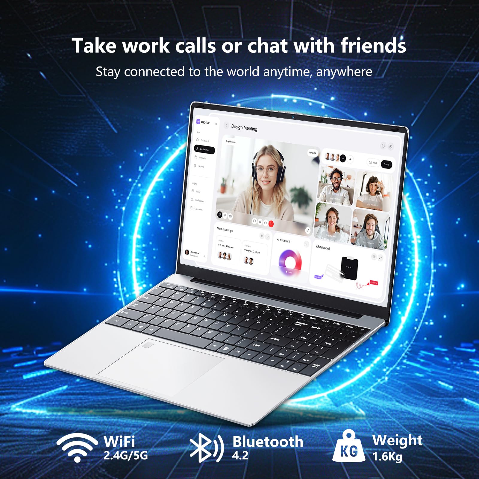 15.6 Pollici PC Portatile 16GB RAM 512GB SSD, Win 11 Notebook Celeron N95 CPU, 180° Flip Laptop FHD 1920*1080, Tastiera Retroilluminata, Sblocco Impronta Digitale, USB3.0+BT4.2+Webcam+Mini-HDMI