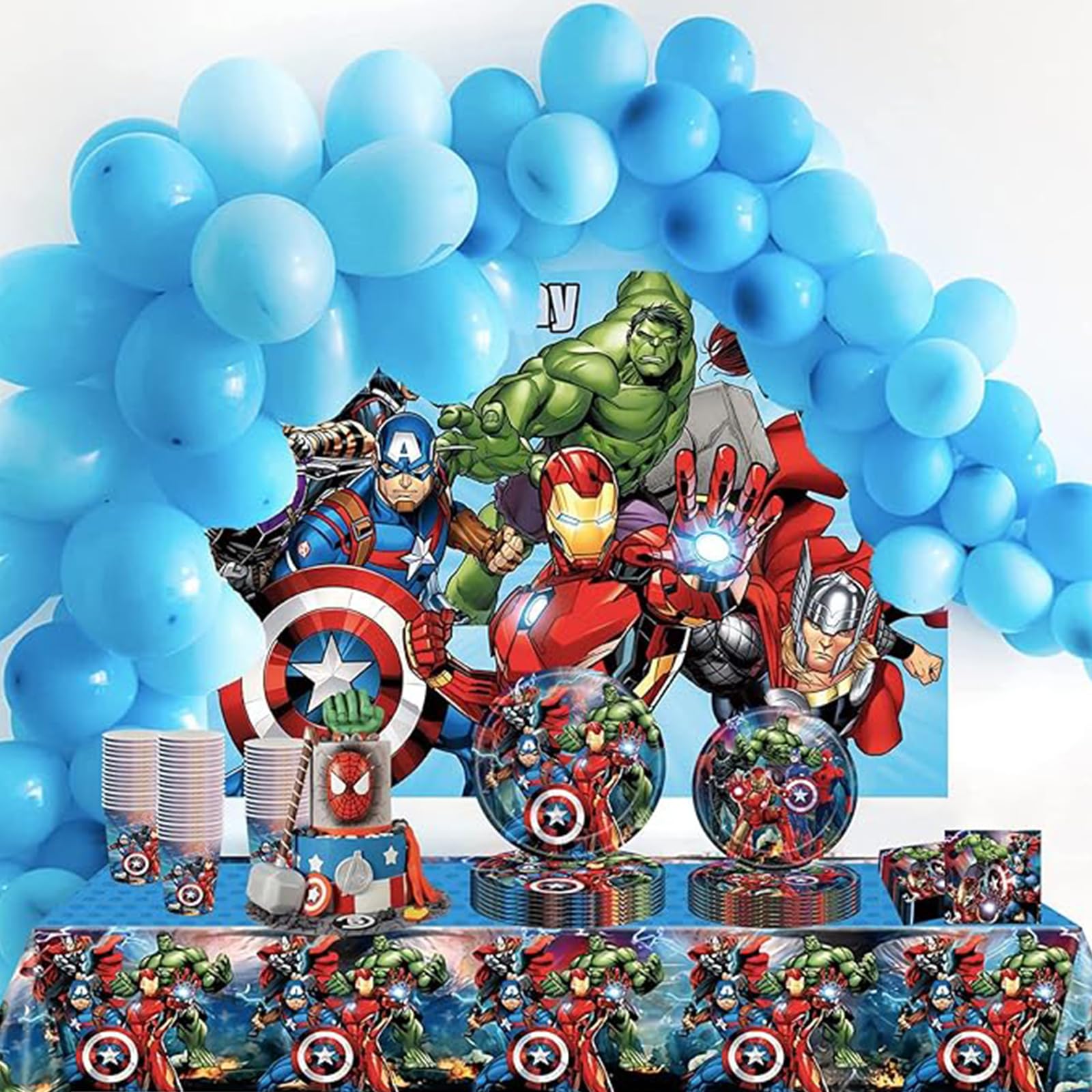 ZSYIULIA 2 pezzi tovaglia usa e getta per feste di supereroi per compleanno di ragazzi, tovaglia per feste di supereroi Avengers cartone animato per feste a tema Avengers