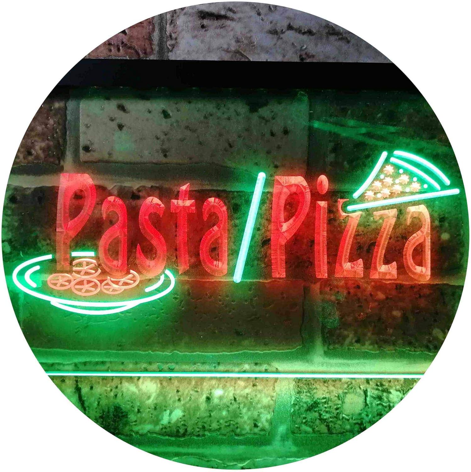 ADVPRO Pasta Pizza Shop Dual Color LED Neon Sign Green & Red 16" x 12" st6s43-i0136-gr