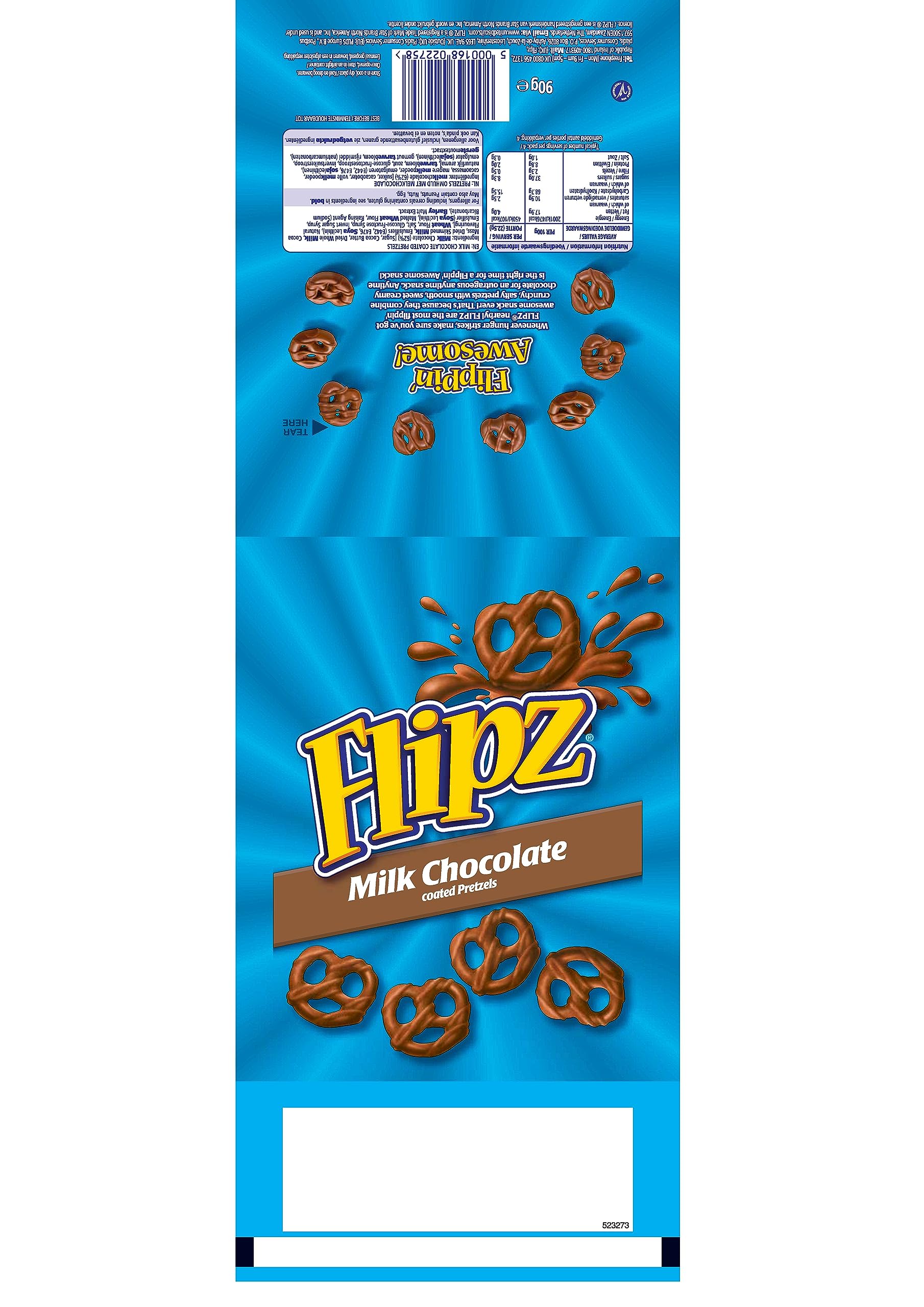 McVitie's Flipz Milk Chocolate Brezel, knusprige Salzbrezeln mit Milchschokolade, Salzgebäck mit süß-salzigem Geschmack für einzigartigen Knabberspaß, 1x90 g