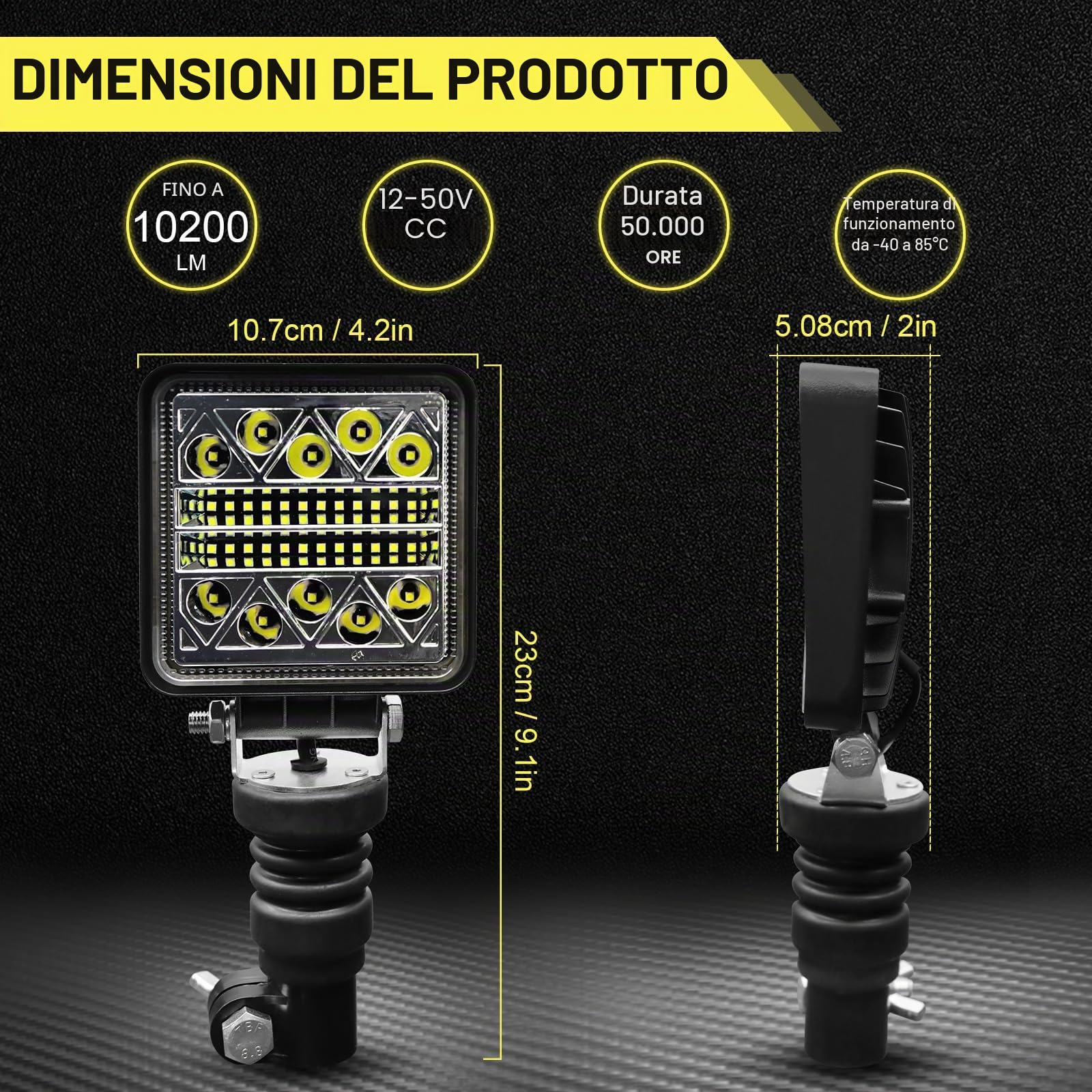 AnTom 102W Faretto Led, 24mm DIN Faretti di Profondità Supplementari - IP68-12/24V - Flessibile