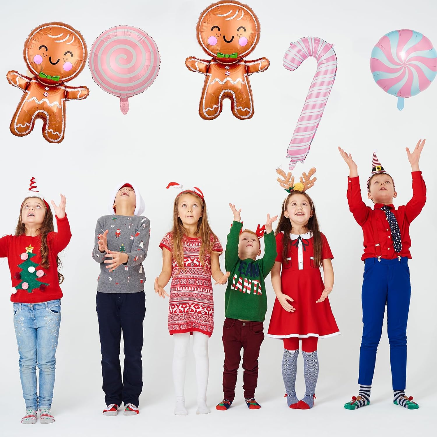 12Pcs Christmas Party Balloons Christmas Gingerbread Man Foil Balloons Pink Candy Cane Pink Candy Balloons for Christmas Xmas Candyland New Year Birthday Party Decorations Supplies, Large - Image 6