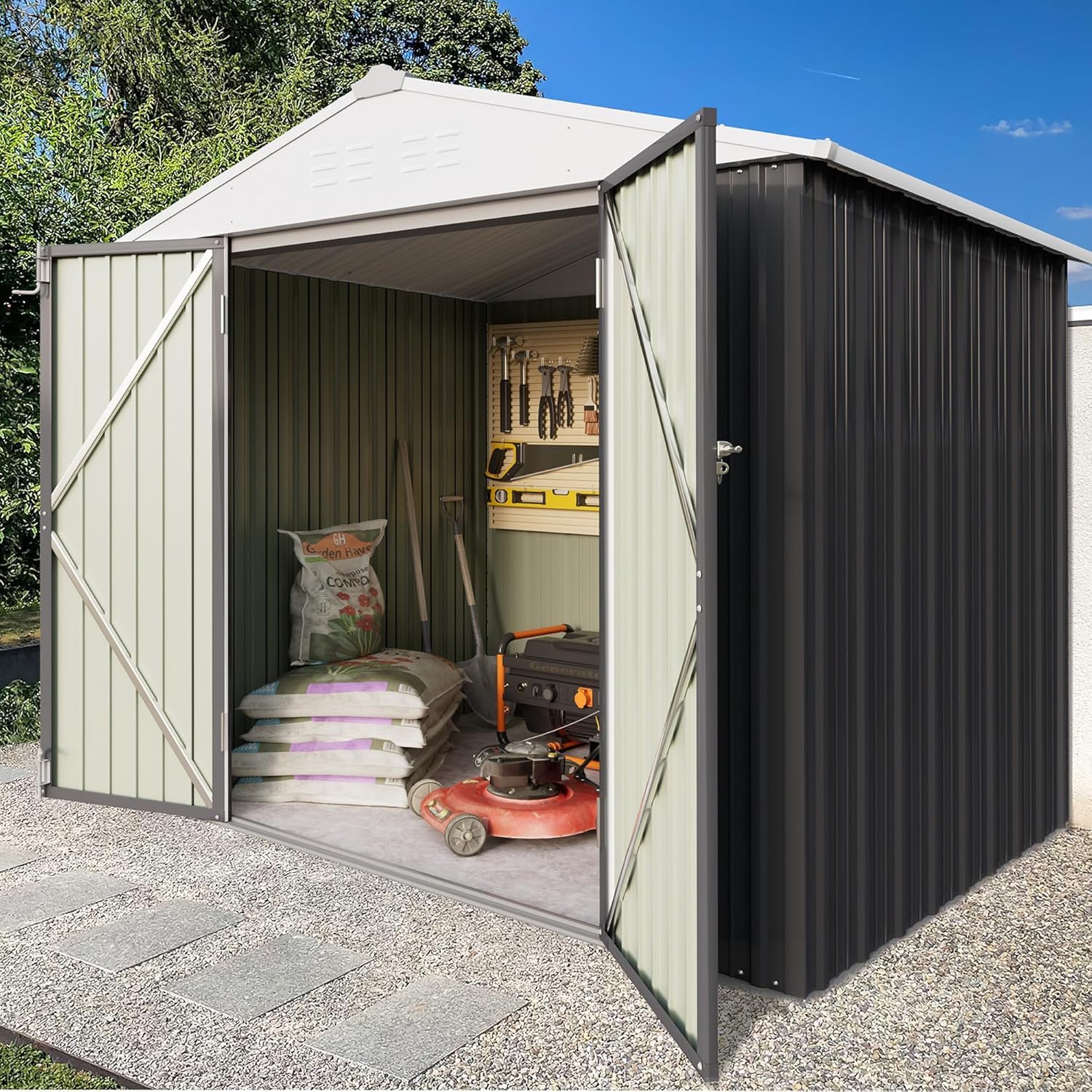 Greesum 6x4FT Outdoor Storage Shed, Gray