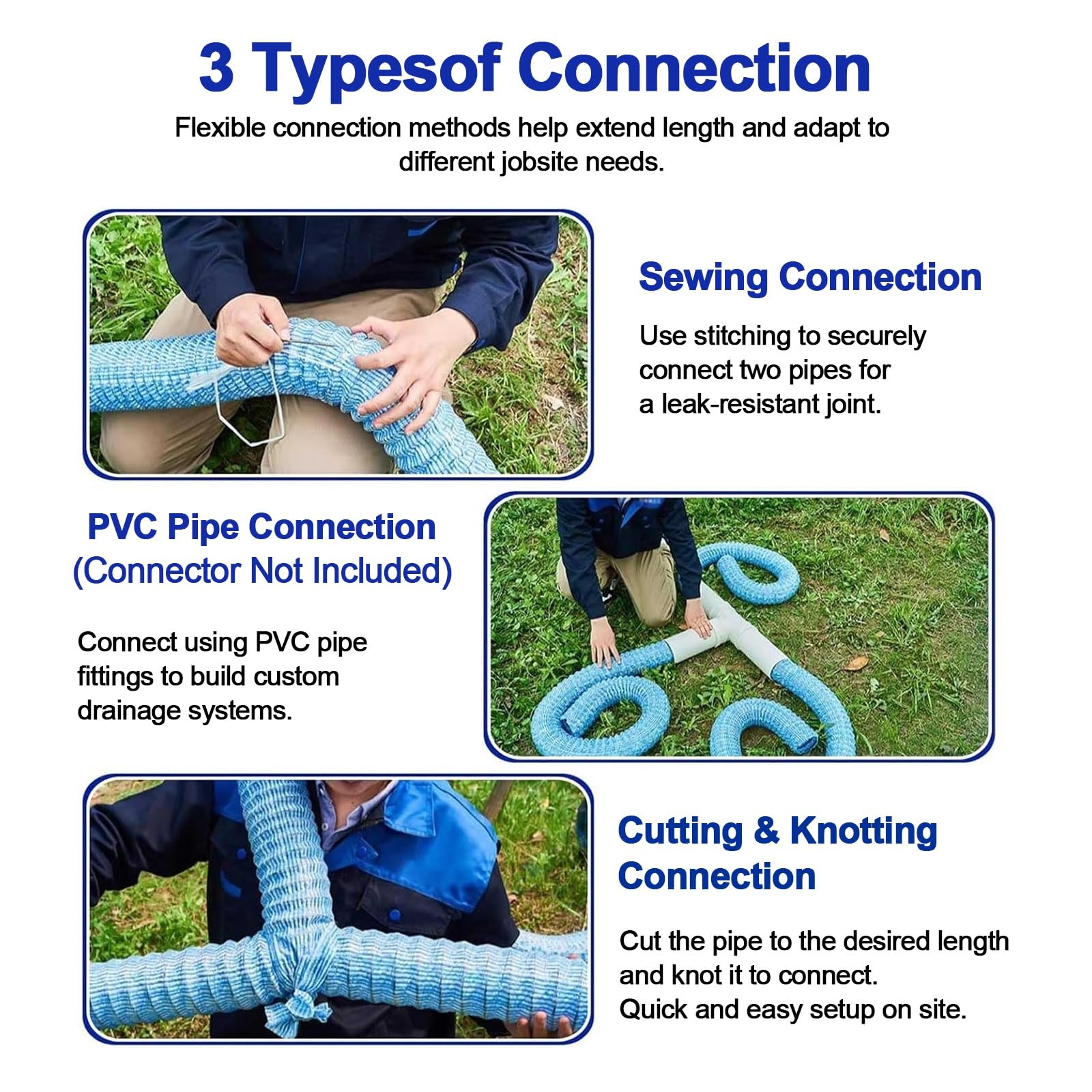 Kit De Drainage Français, Tuyau De Drainage Perforé Ondulé Flexible