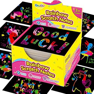 RMJOY Scratch Art Mini Notes: 160 Rainbow Scratch Paper Card Craft Magic Pad Kit Birthday Gift Toy for Kids Fun Art and Craft Bulk Set for Girl Boy Party Favor Stocking Stuffer Halloween Christmas