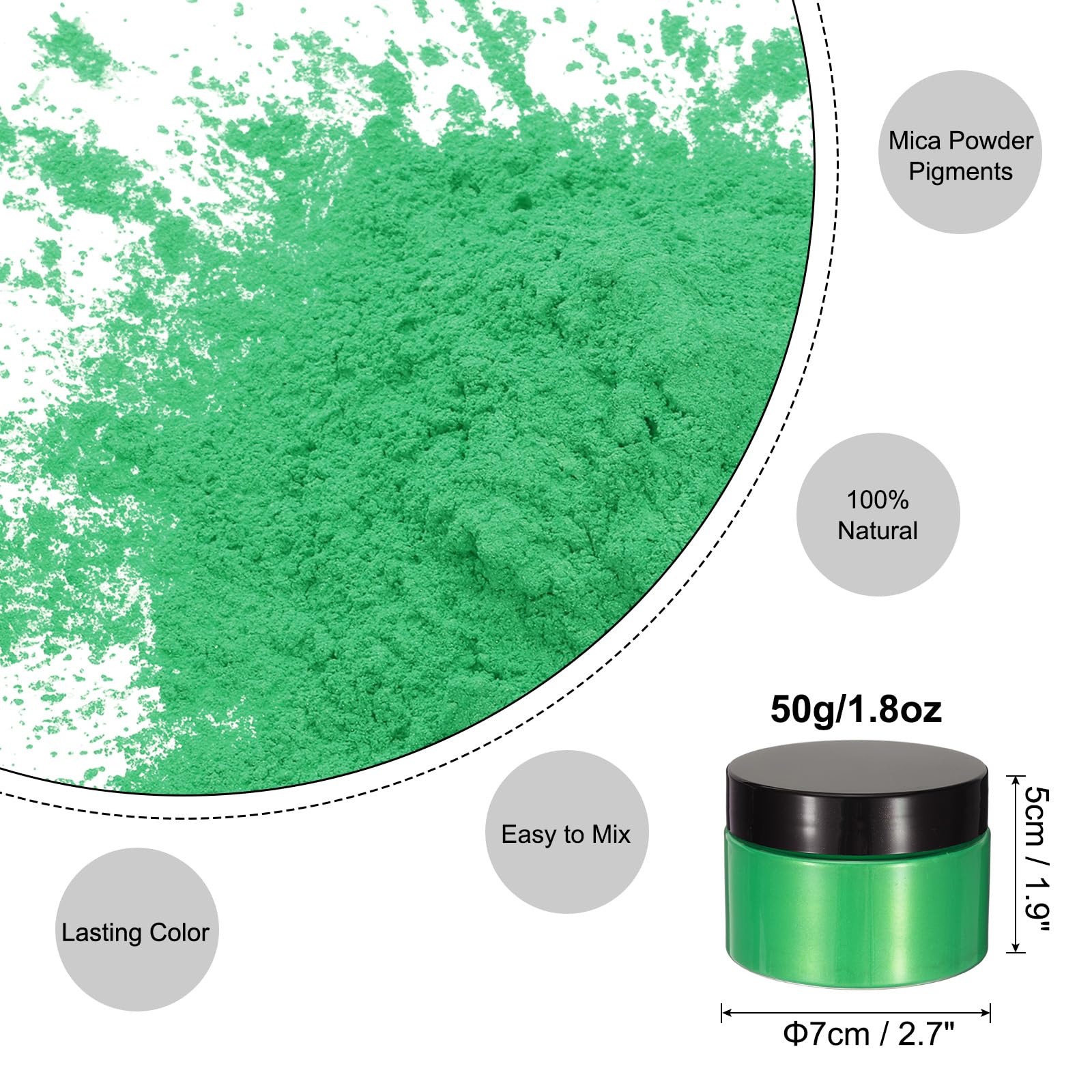 uxcell 50g/1.8oz Mica Powder Natural Resin Epoxy Pigment Powders for Casting Resin, Car Paint, DIY Arts and Crafts, Golden Green