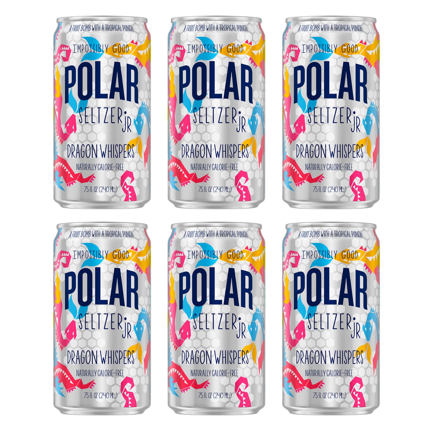 POLAR 100% Natural Seltzer Jr - Dragon Whispers - No Sugar, Juice, or Sweeteners - 7.5 FL OZ 24 Pack - By LastFuel.