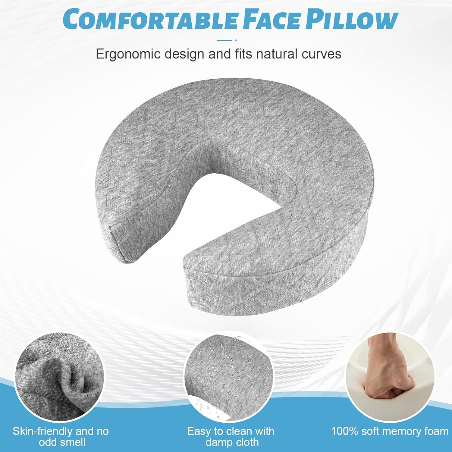 Massage Headrest for Bed, Adjustable Massage Face Cradle at Home, Portable Bed Massage Head Holder, Mattress Massage Table Head Rest for Salon Spa, Face Down Pillow After Eye Surgery
