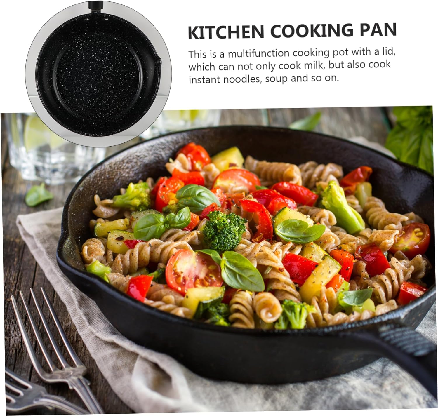 Nonstick Milk Cooking Pot with Lid Versatile 1.5L Noodle Saucepan for Induction and Gas Stoves Sturdy Stoneware Kitchen Pan