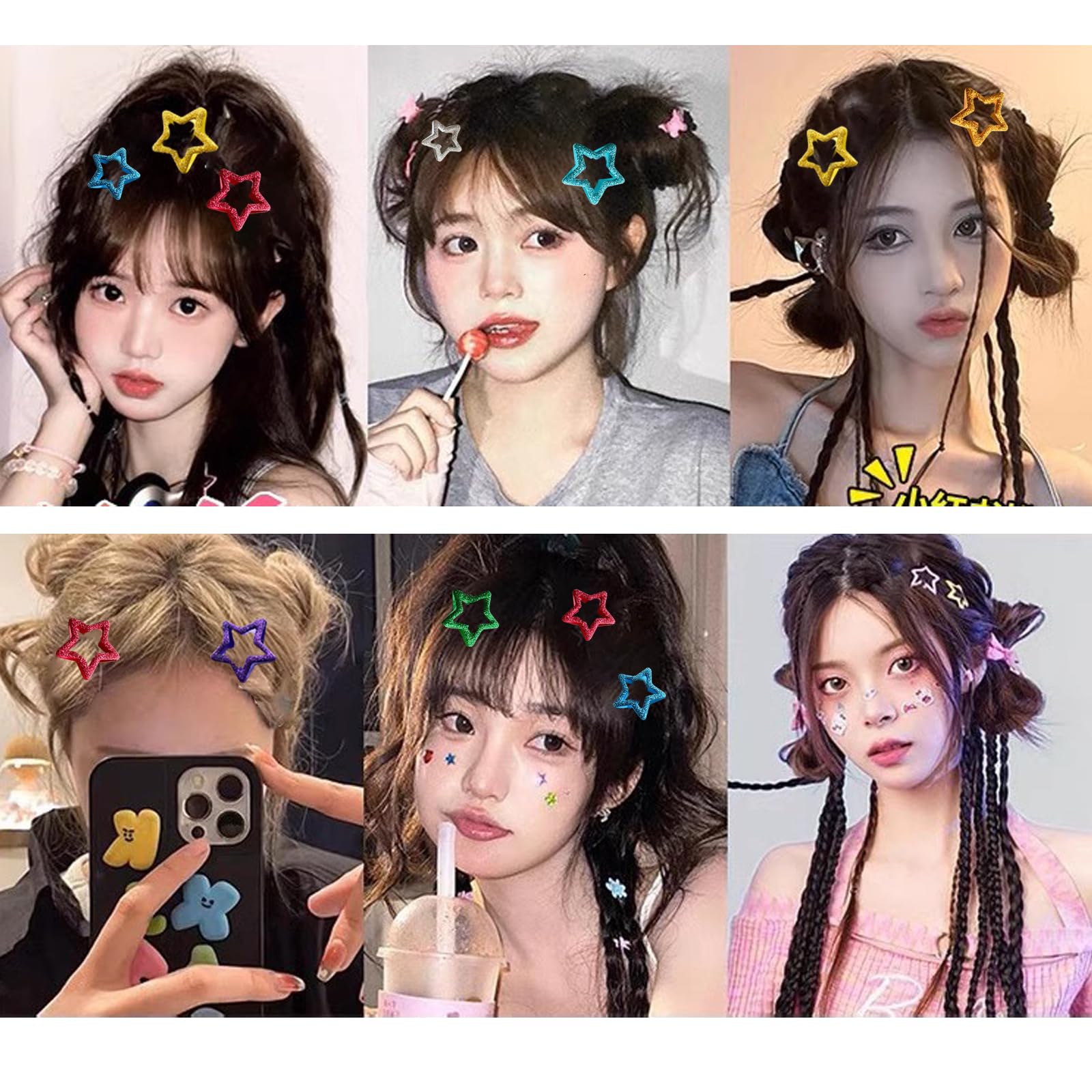 Amazon | RICISUNG ヘアクリップ【16点セット】星型 ヘアピン カラフル  