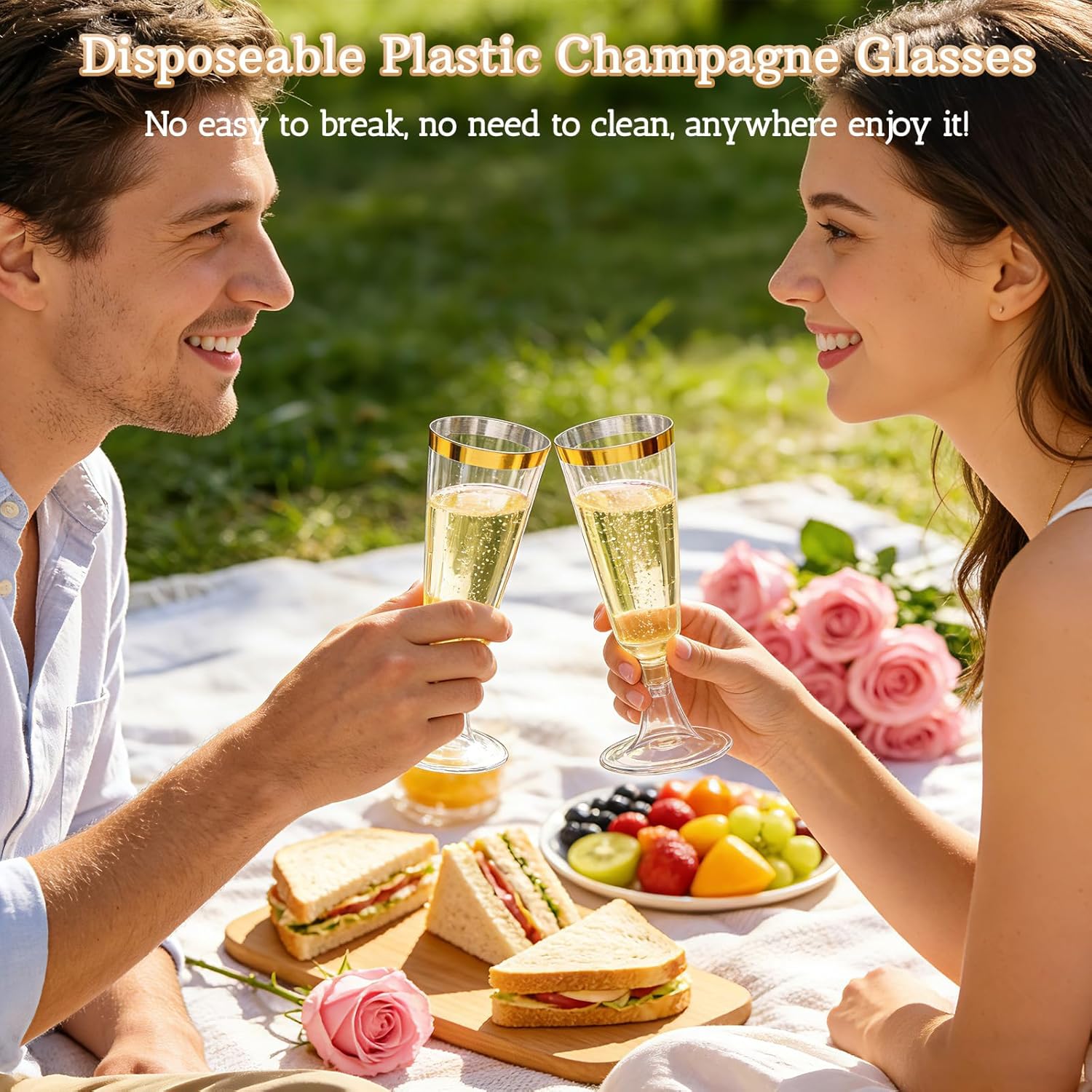 40 Pack Plastic Champagne Flutes Disposable Glasses, 5oz Clear Champagne Toasting Glasses Bar Bulk Cocktail Cup Suitable for Weddings, Cocktail Parties & Outdoor Celebrations - Image 9