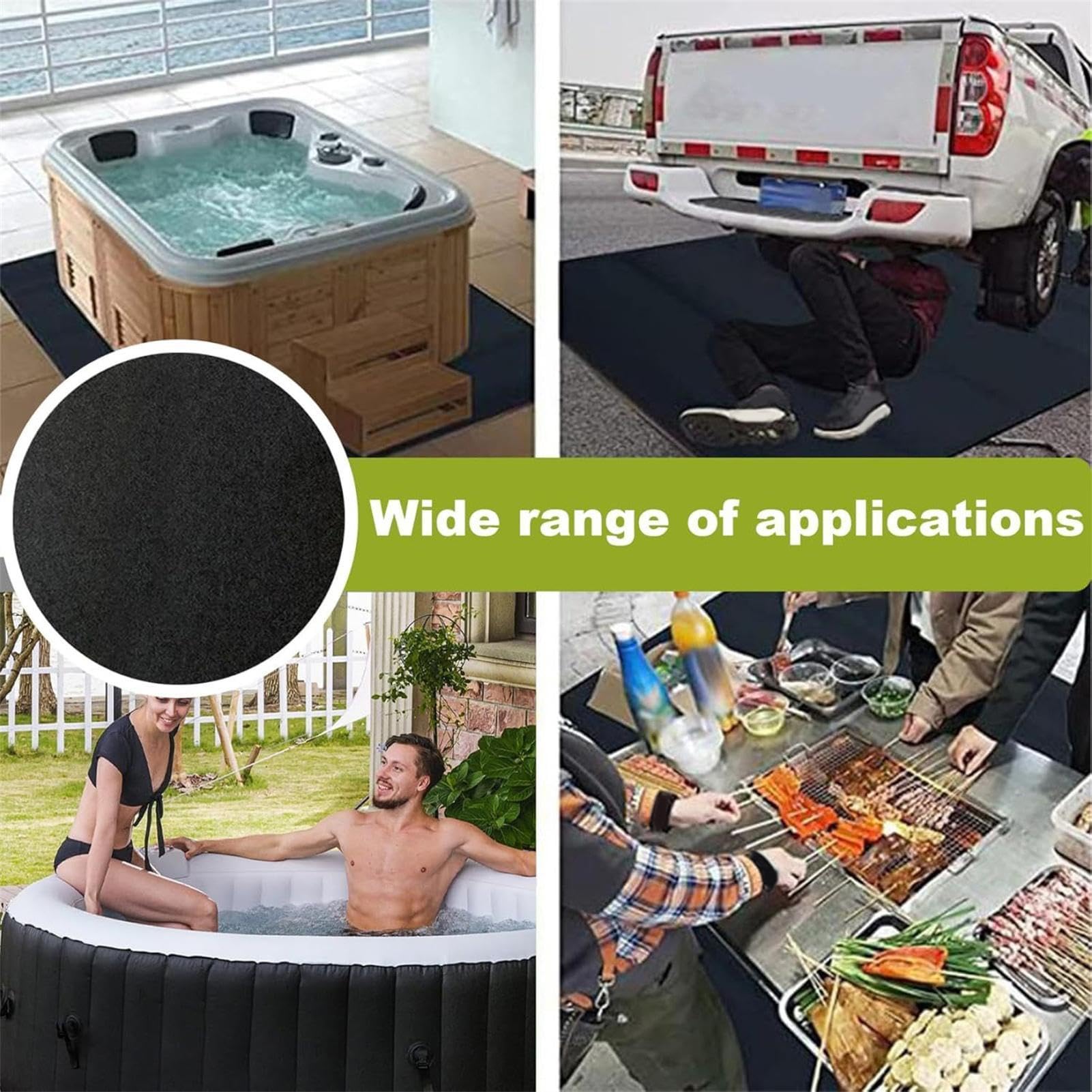 Alfombra y Bañera Protector Antideslizante y Absorbente | 3,7 m alfombras de protección para suelo de hidromasaje para Interior, Exterior, Jardín, Patio, Césped, Piscina, Terraza,