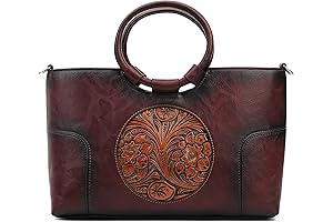 PU Leather Embossed Tote Bag For Women - Vintage Handmade Top-Handle Handbag