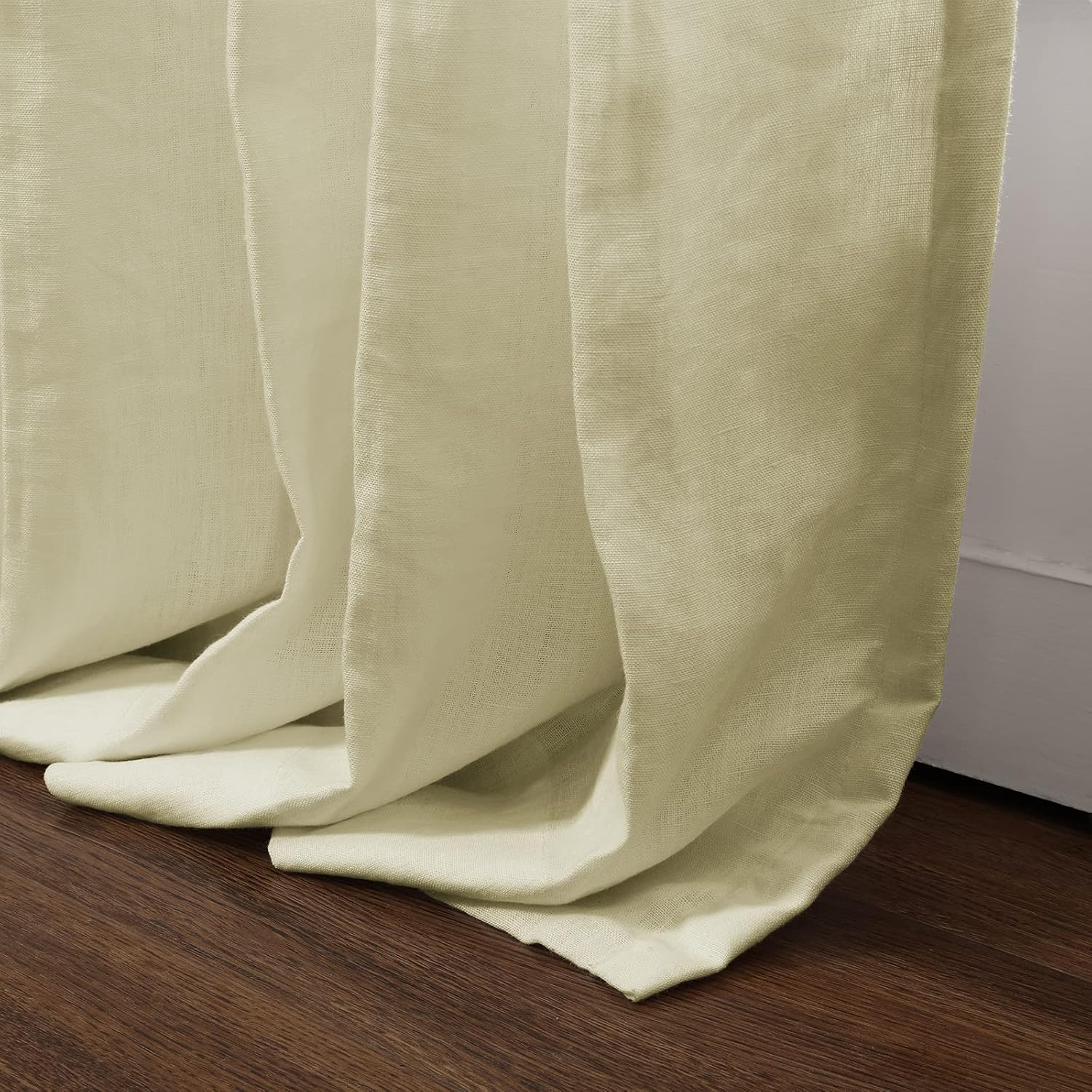 ChadMade Natural 52W x 84L Inches Light Filtering Curtain, 4-in-1 Top Style Lined Textured Drape, Belgian Linen Curtain for Living Room/Country Style (1 Panel, Beige)