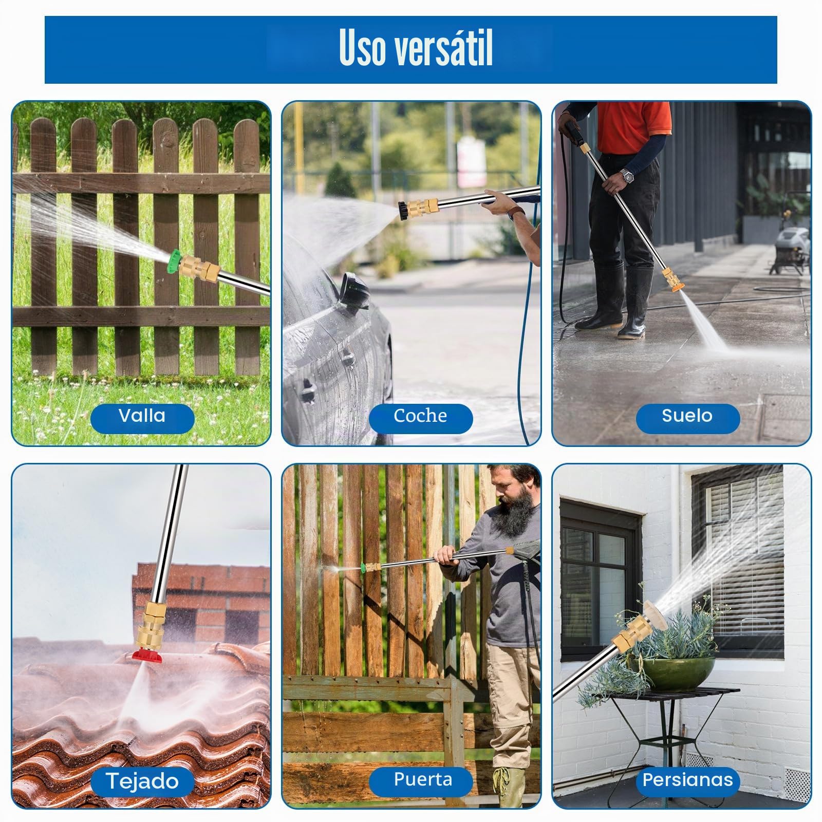Kit de Extensión para Hidrolimpiadora 4000PSI,3 Varillas Curvas