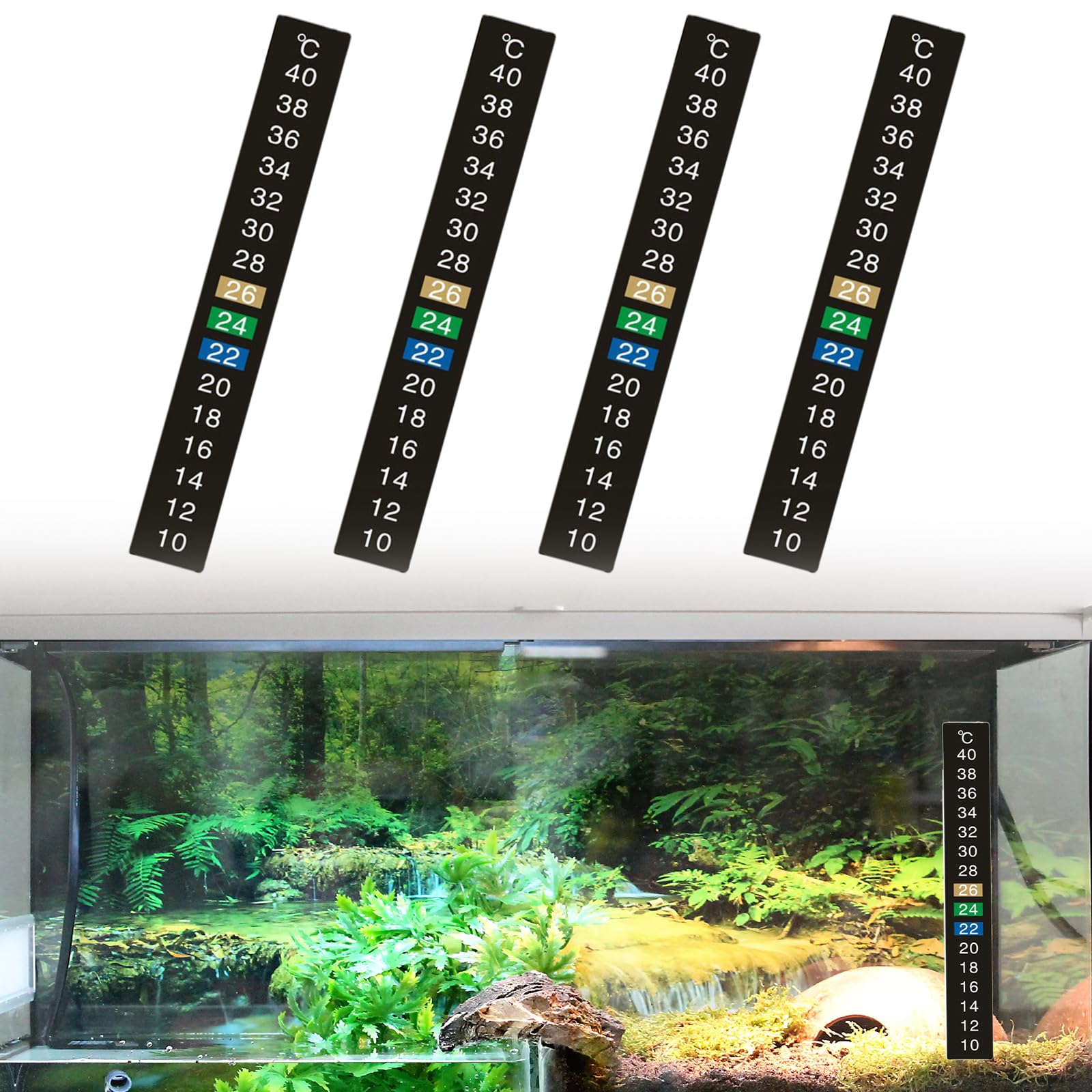 Termómetro Acuario Digital, TermóMetro Adhesivo, Pegatinas Con TermóMetro Para Acuarios, Adhesivo Fish Tank Termometro, Termómetro Adhesivo para Acuario, Pegatina de Temperatura del Agua, 4 PCS