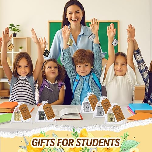 Miniatura 5 de Hoemwarm Juego de 200 piezas de regalo bíblico para mini llavero cristiano de la Biblia, incluye 50 mini llaveros de versículo bíblico, etiqueta de