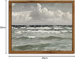 Ocean Canvas Wall Art Prints Decorations Framed Vintage Maritime Scenery Artworks Canvas Prints Bathroom Pictures Farmhouse Office Home Wall Decor