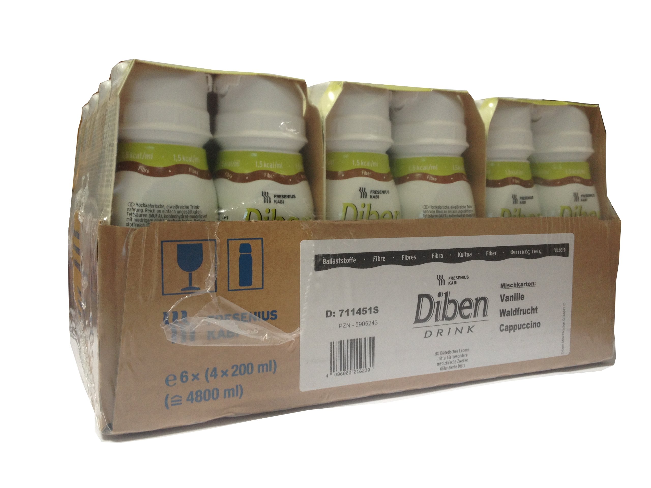 Fresubin Diben DRINK Mischkarton / 3 leckere Geschmacksrichtungen - bei Glukosetoleranzstoerung - 24 EasyDrinks