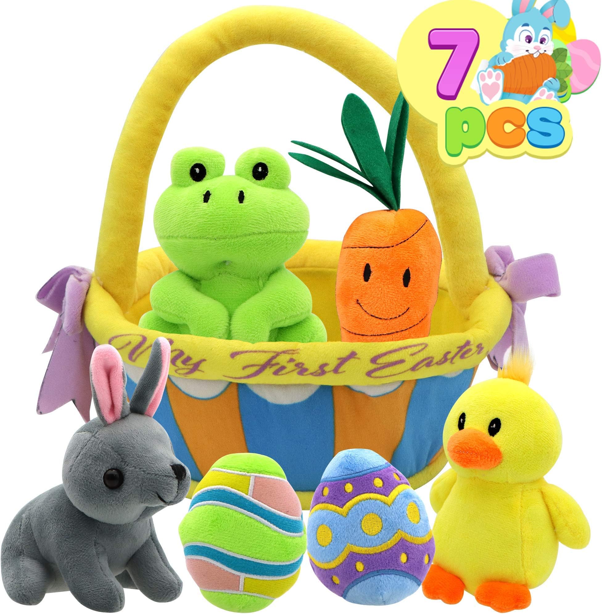JOYIN 7 Pcs Easter Basket Plush Original Style Plushies Playset Basket Stuffe...