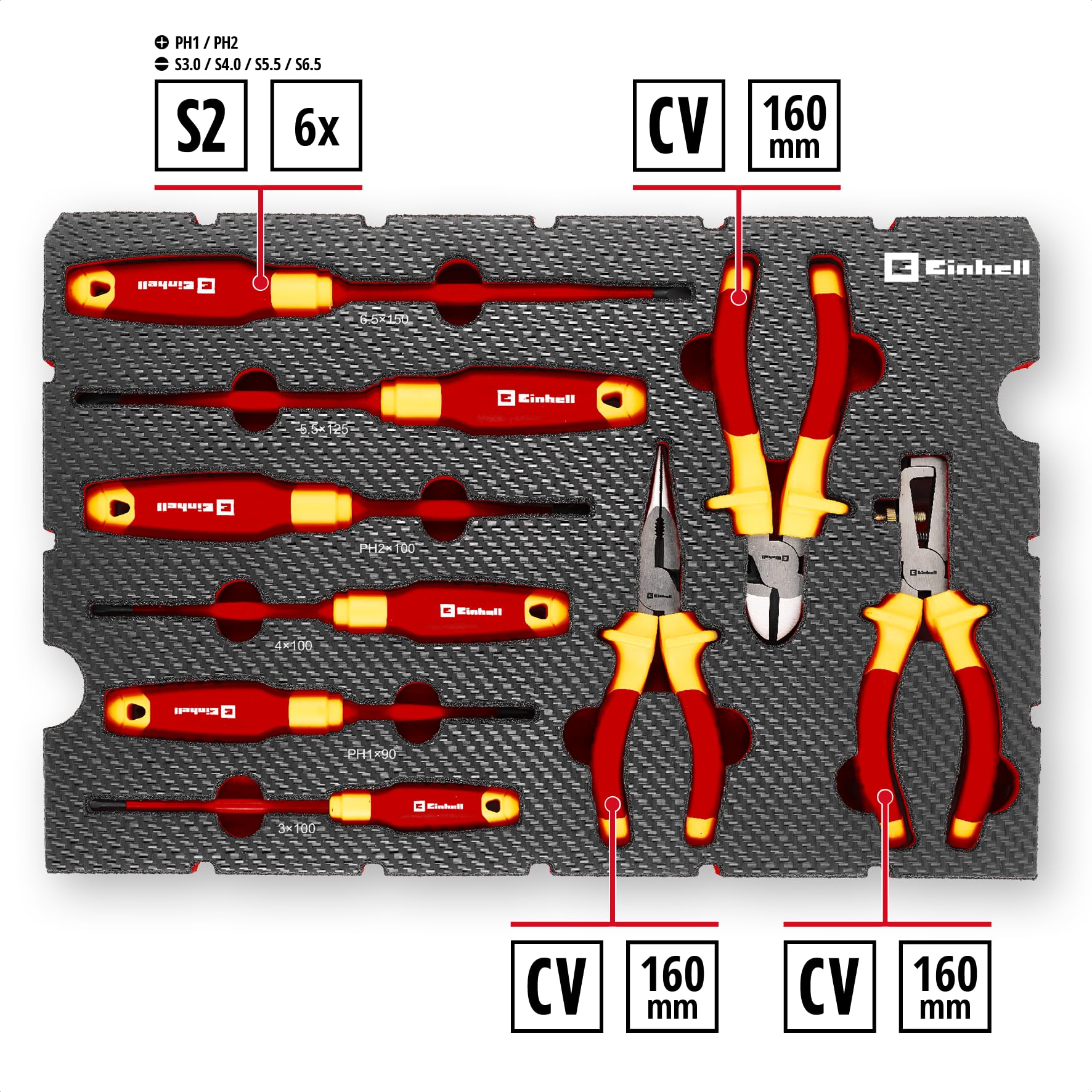 Originale Einhell E-Case Inserto Cacciaviti 17 pz (Set Cacciaviti, Tappo Battente, Forma Compatta, Cappuccio Rotante, Profilo Stella, Cromo Vanadio, Sistema E-Case)