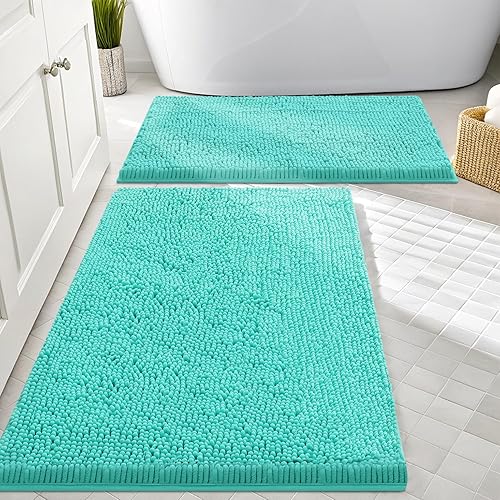 Miniatura 75 de Smiry - Juego de alfombras de baño de 2 piezas, suaves, absorbentes, de felpilla, lavables a máquina, antideslizantes, para bañera, ducha y piso Gris