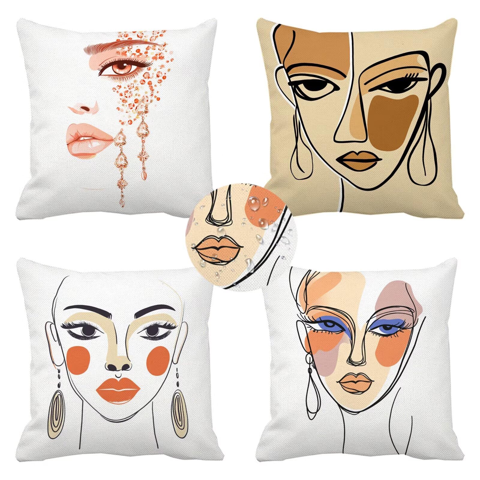Housse de coussin 45x45 imperméable motif abstrait k-161