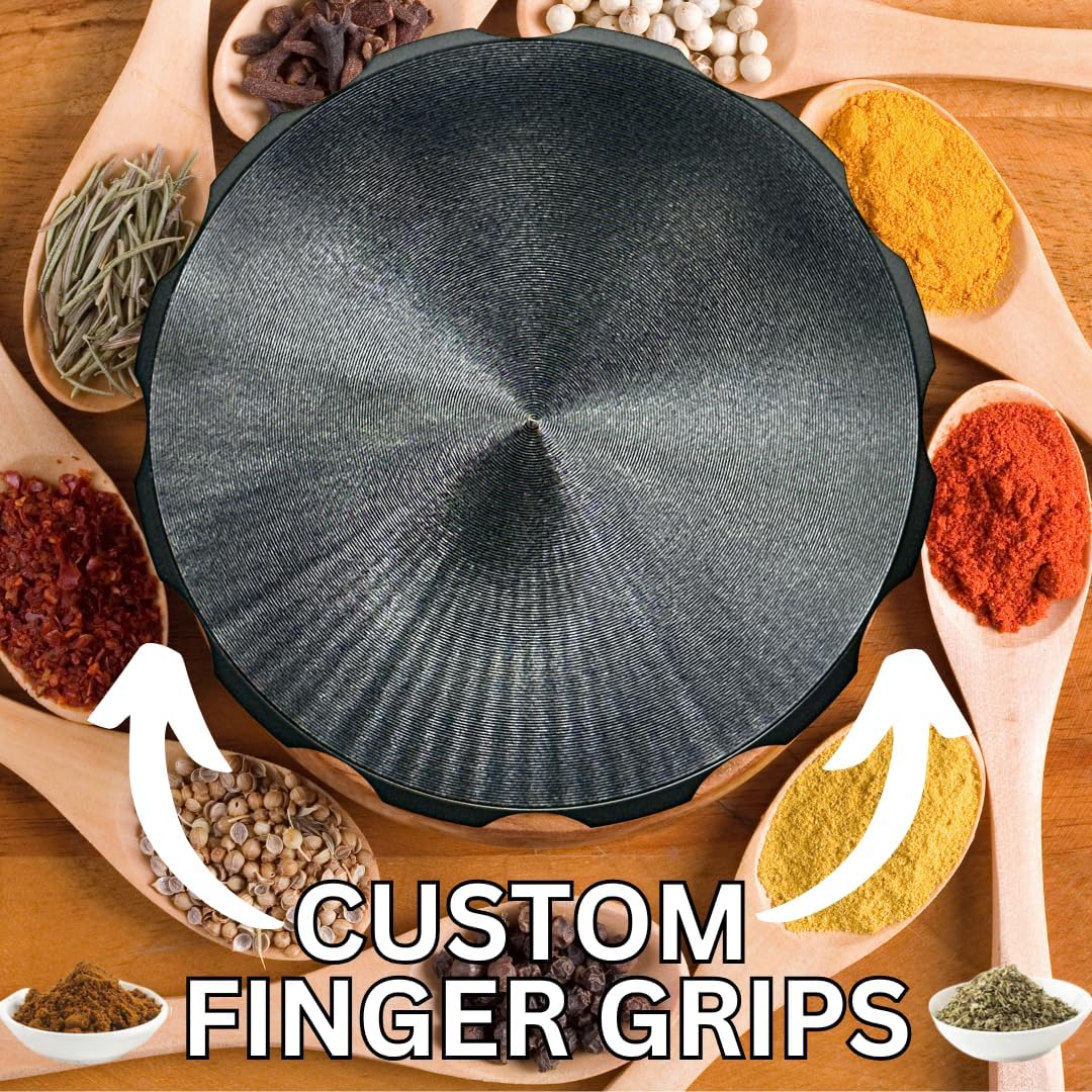 Spice Grinder. 2.5 inch herb grinder with jar attached. Jar offers a larger storage capacity. Aluminum alloy top and teeth with glass bottom.